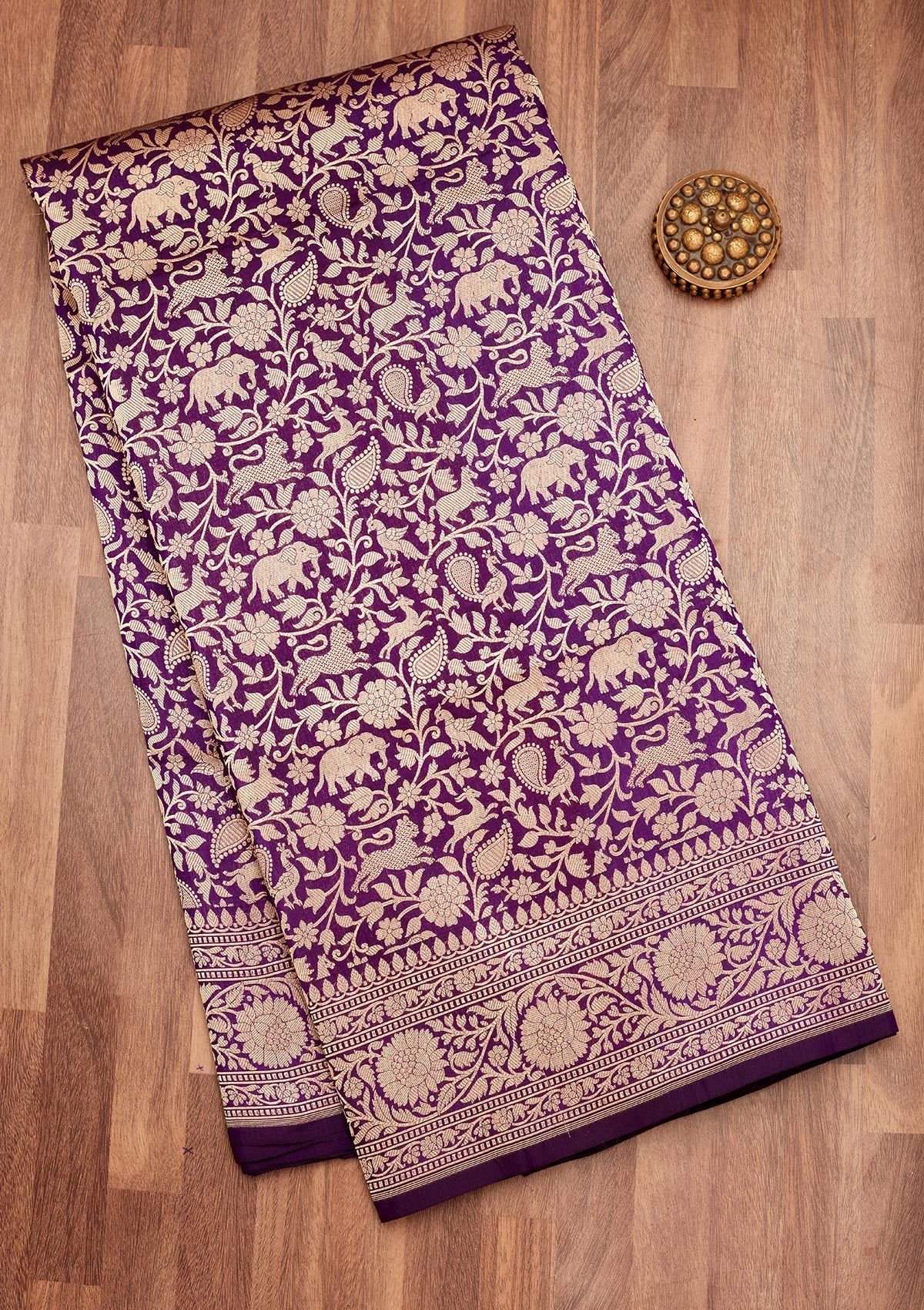 Koskii Purple Zariwork Pure Silk Saree – Women's