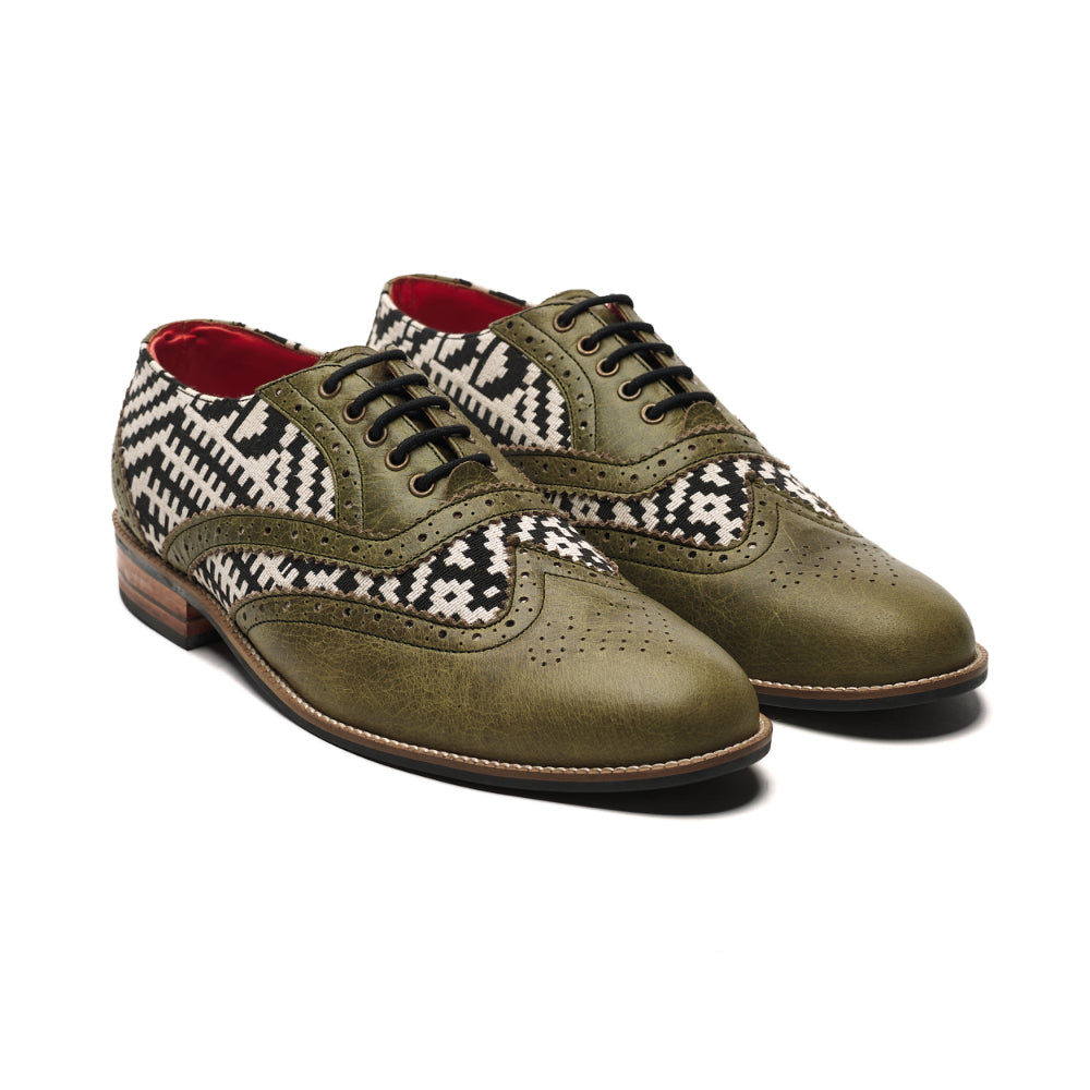 Banjaaran India Texo Brogues Men – Olive