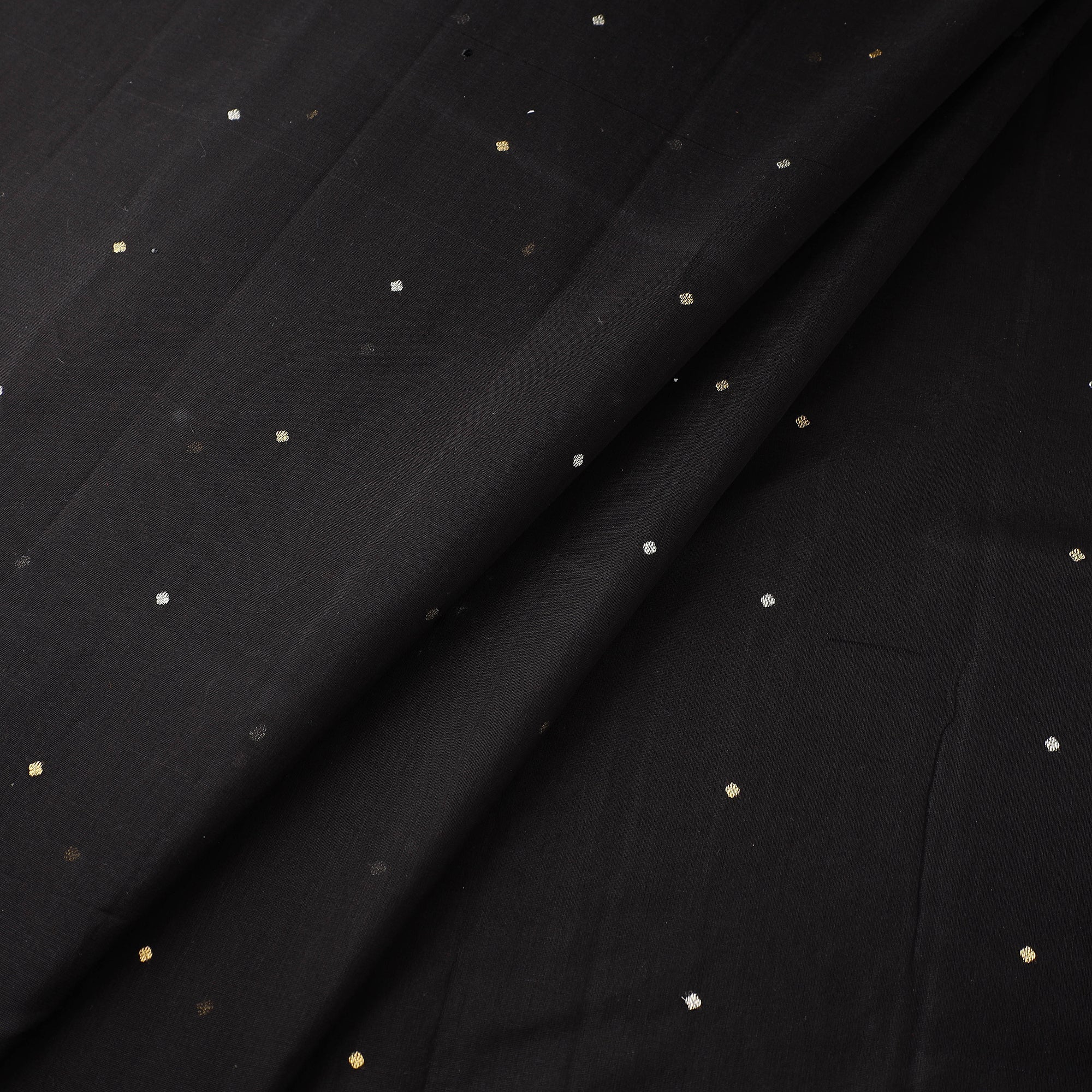 CHANDERI BY RAUPH KHAN Black - Traditional Handloom Chanderi Silk Cotton Fabric 01 - view 2
