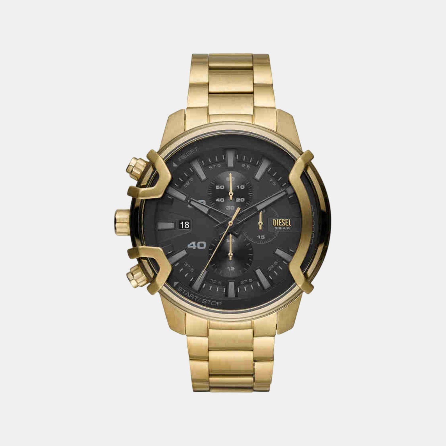 Diesel Griffed Men Quartz Black Dial Chronograph Stainless Steel Watch DZ4522