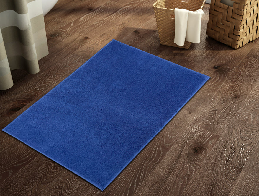 Spaces India Anti Skid Navy Blue Drylon Large Bath Mat - Raang By Welspun
