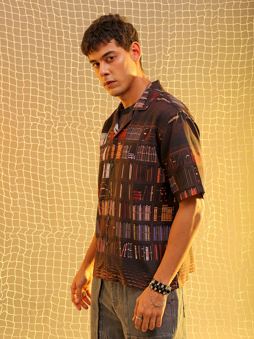 The Indian Garage Co Men's Brown Oversized Fit Graphic Shirt - view 4