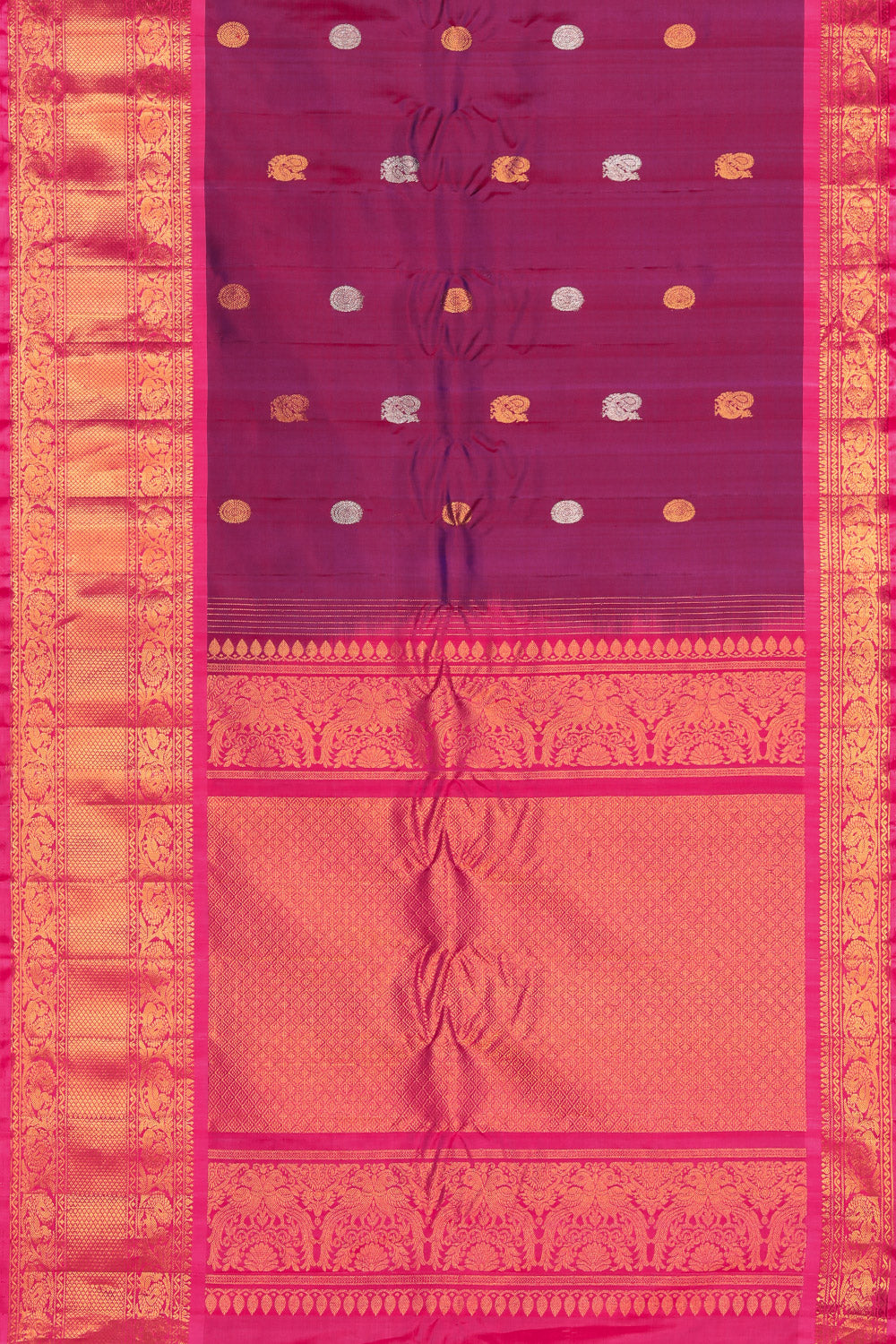 Kalanjali Gadwal Silk Violet Saree – Women's - view 3