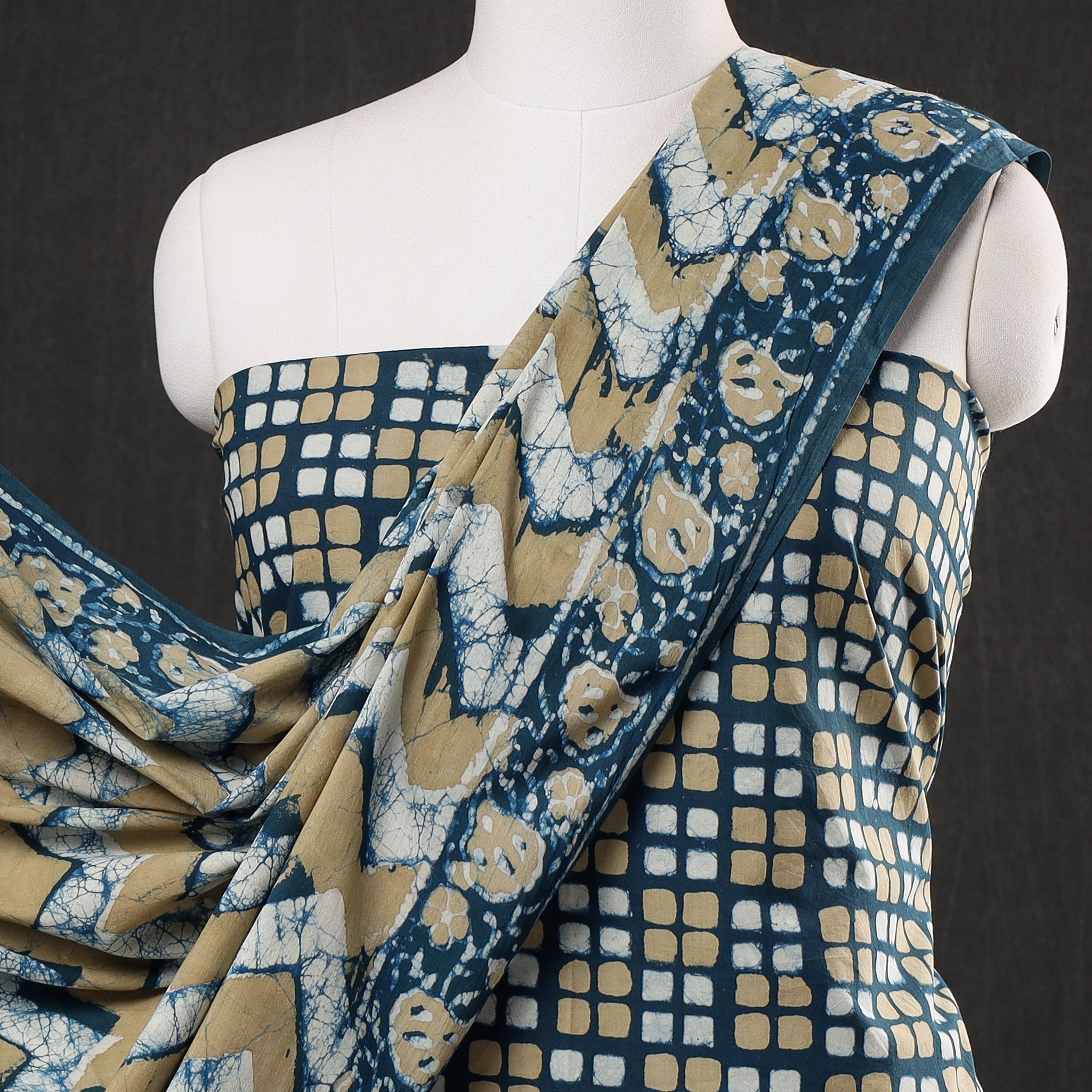 HAVELI CHRONICLES Blue - 3pc Cotton Block Printed Pipad Dress Material Set - view 3