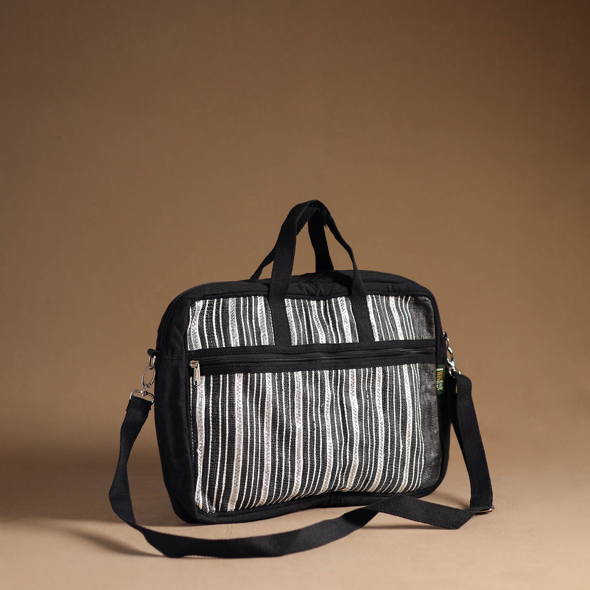 ECOKAARI Black - Handcrafted Upcycled Woven Laptop Bag 08 - view 2
