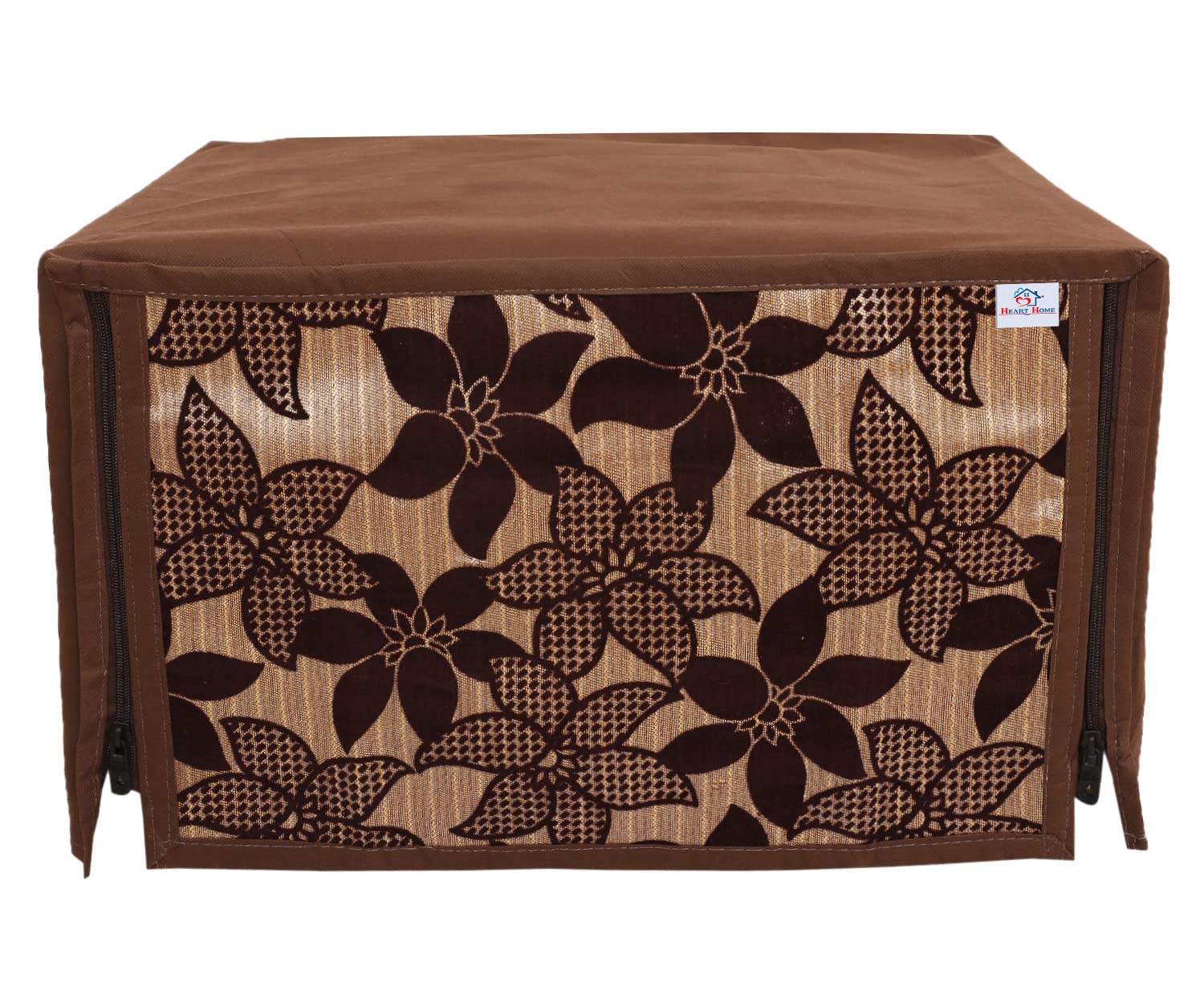 Heart Home Velvet Flower Printed Microwave Oven Cover, Dustproof Machine Protector Cover,25 LTR. (Brown)-HS43HEARTH26060 - view 3