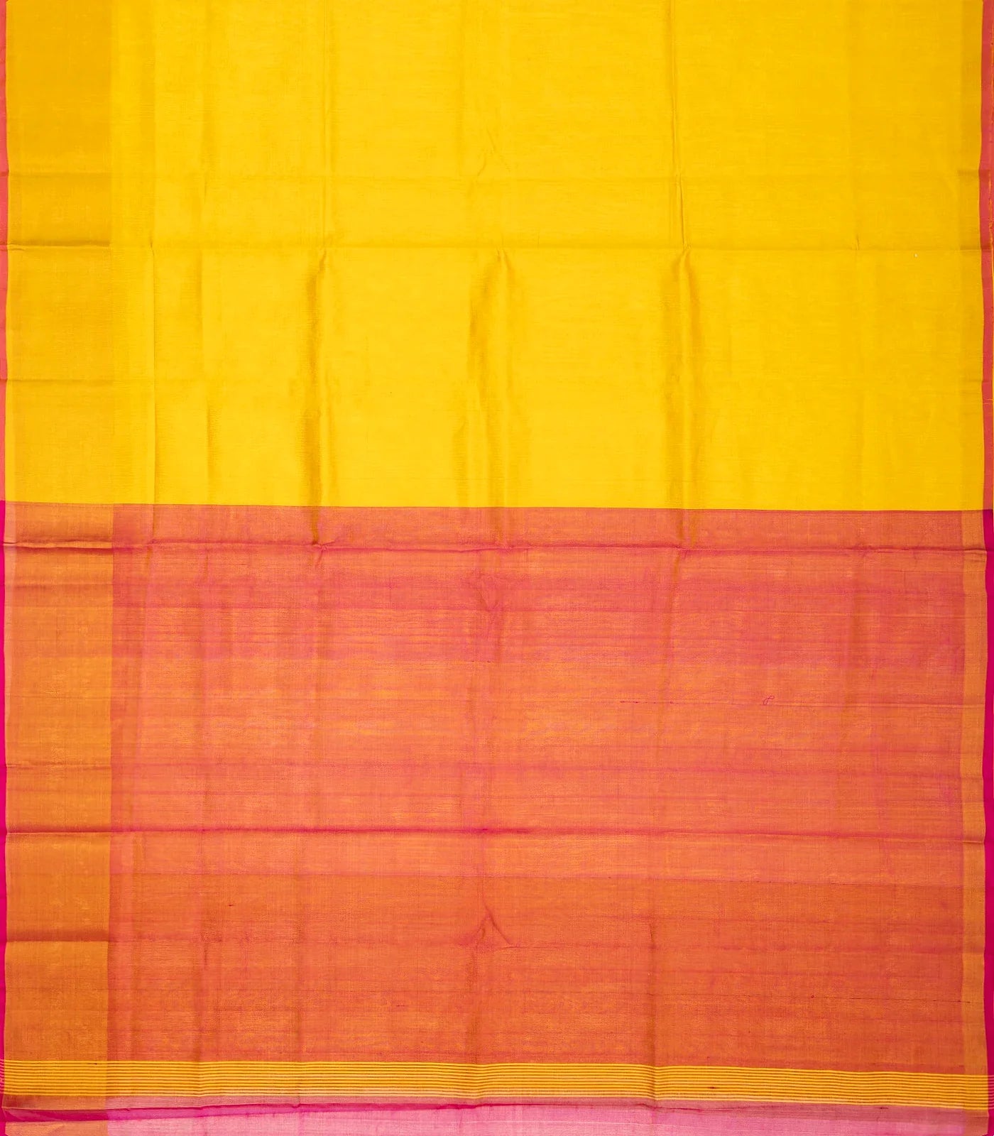 RmKV Yellow Handloom Uppada Plain Silk Saree With Red Border - view 2