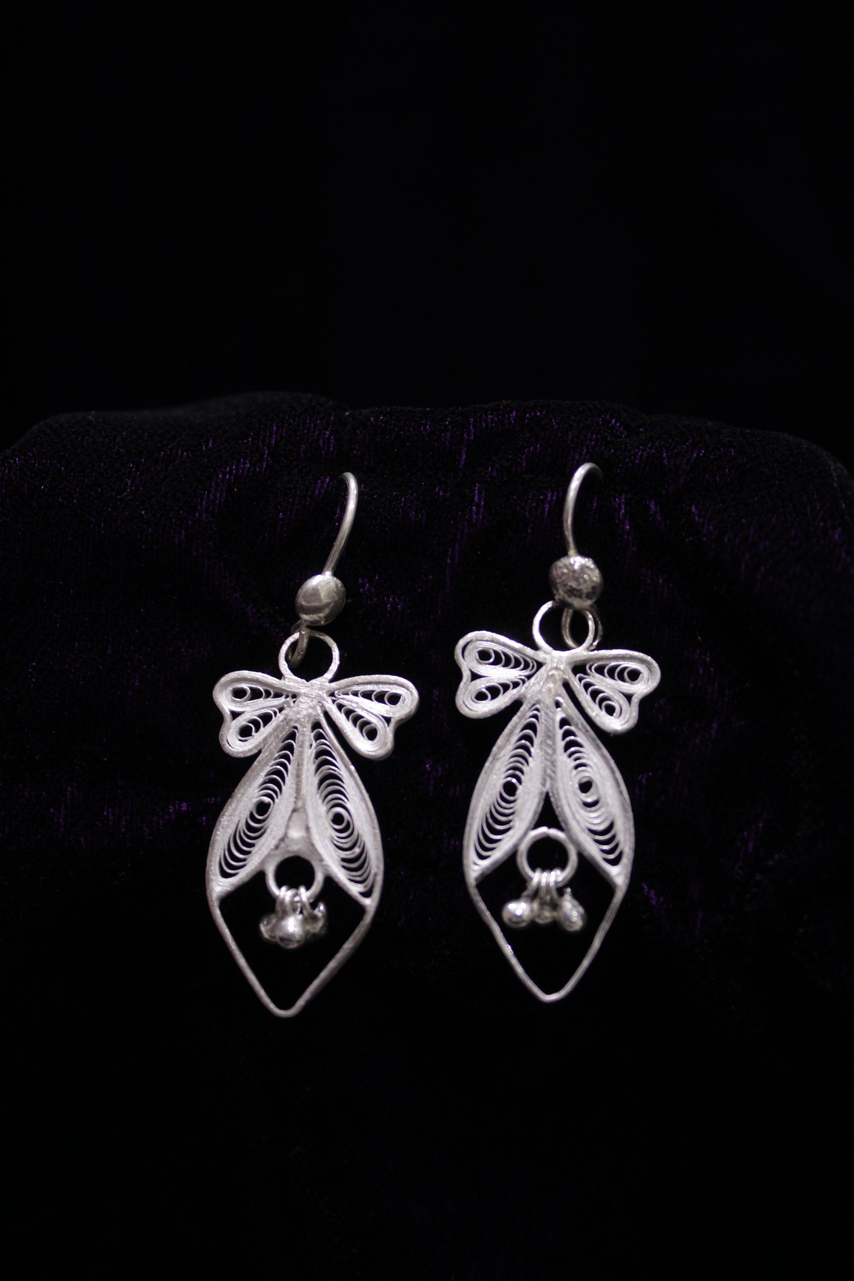 Indianvillez Mayurpankhi Silver Filigree Earrings