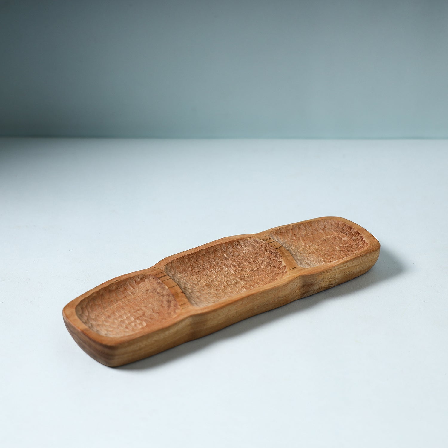 SASHA Brown - Hand Carved Natural Neem Wooden Serving Tray (11 x 3.5 )
