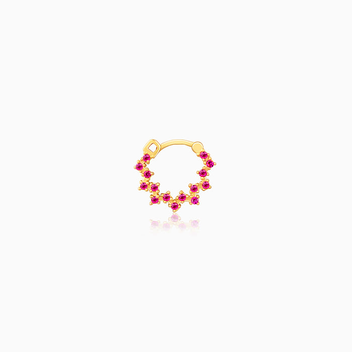 GIVA Jewellery Golden Zig-Zag Red Nose Ring