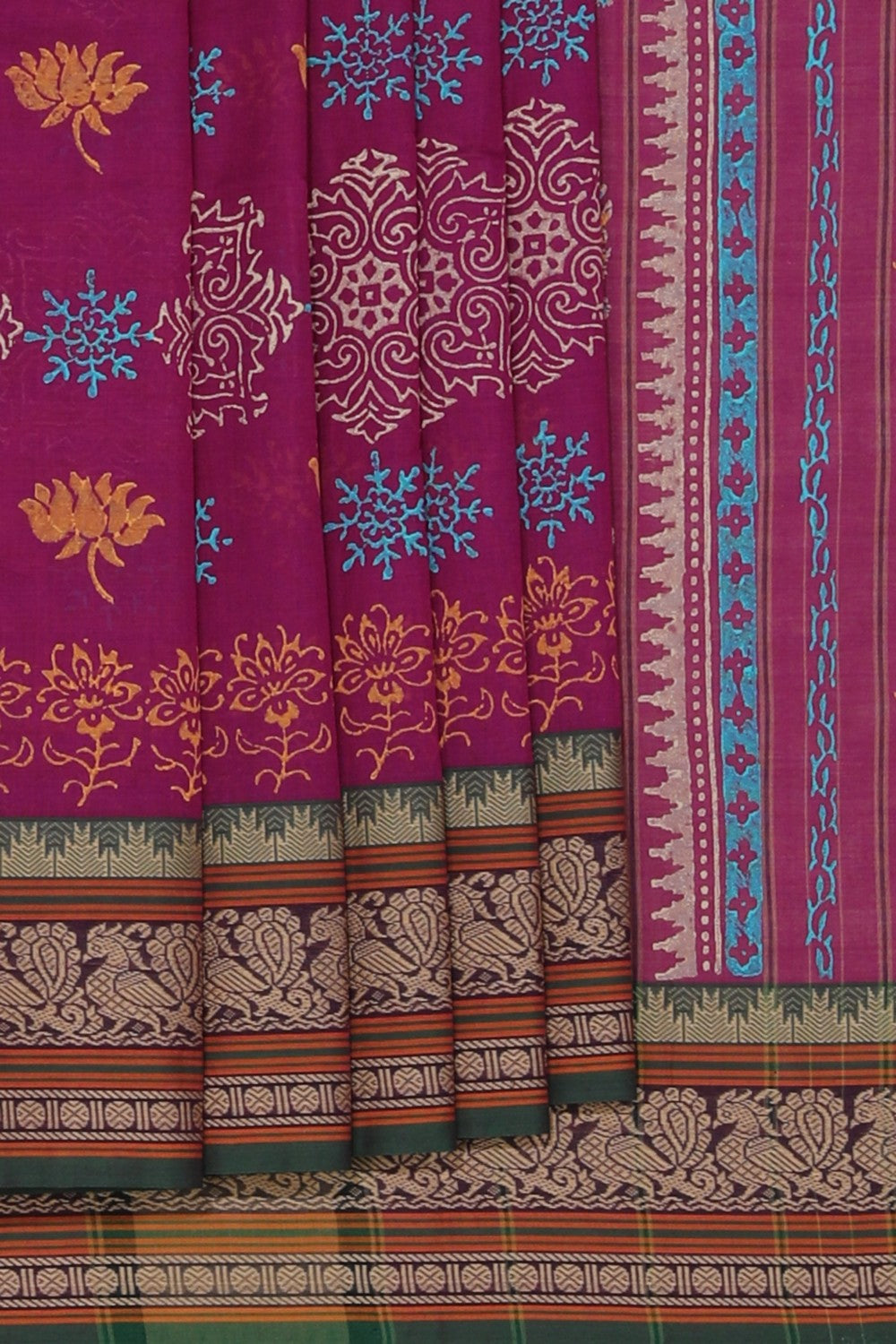 Kalanjali Ethnics Hand block printed cotton saree - view 2