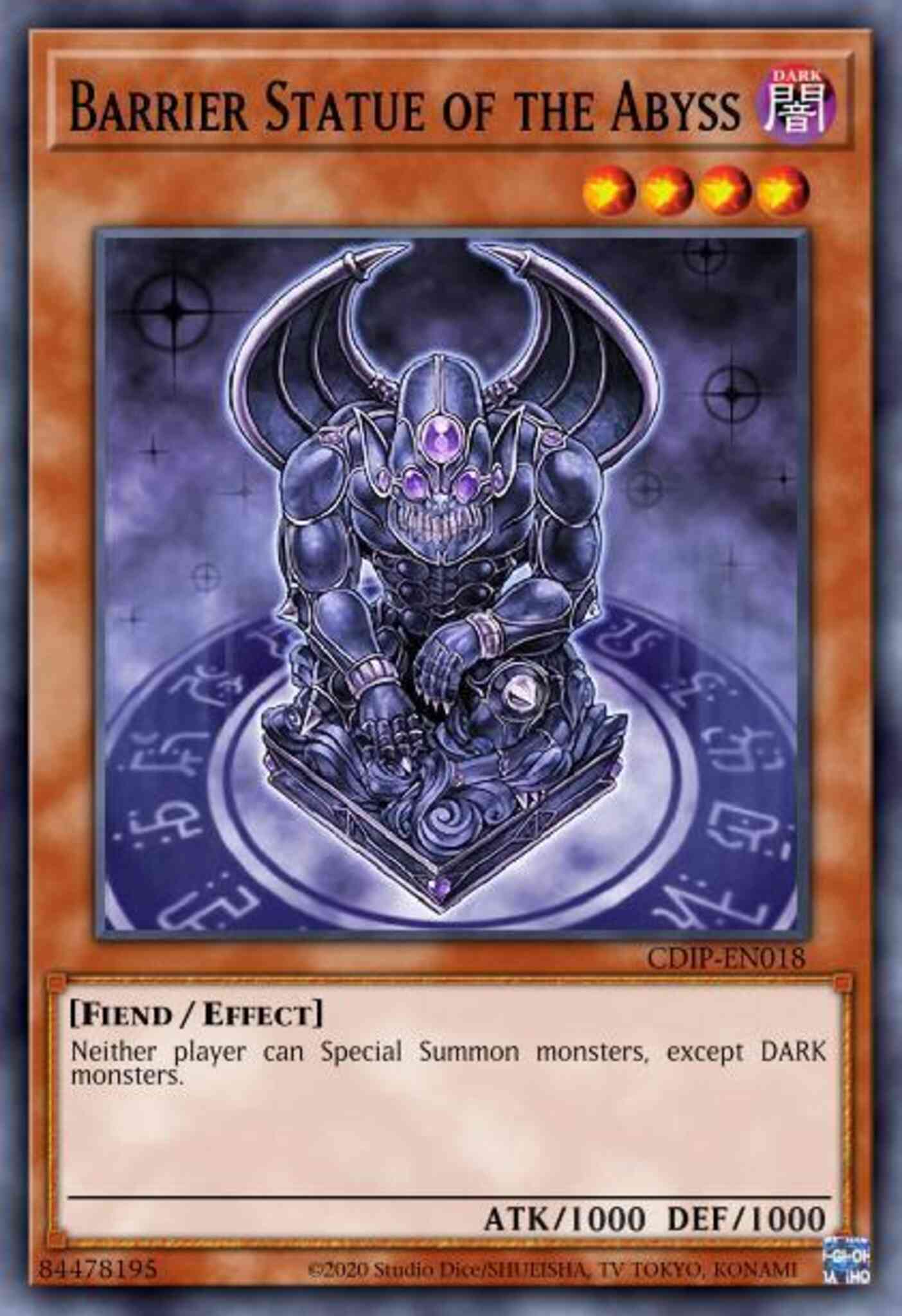 Yu-Gi-Oh! Barrier Statue of the Abyss - CDIP-EN018 - Common - 1st Edition