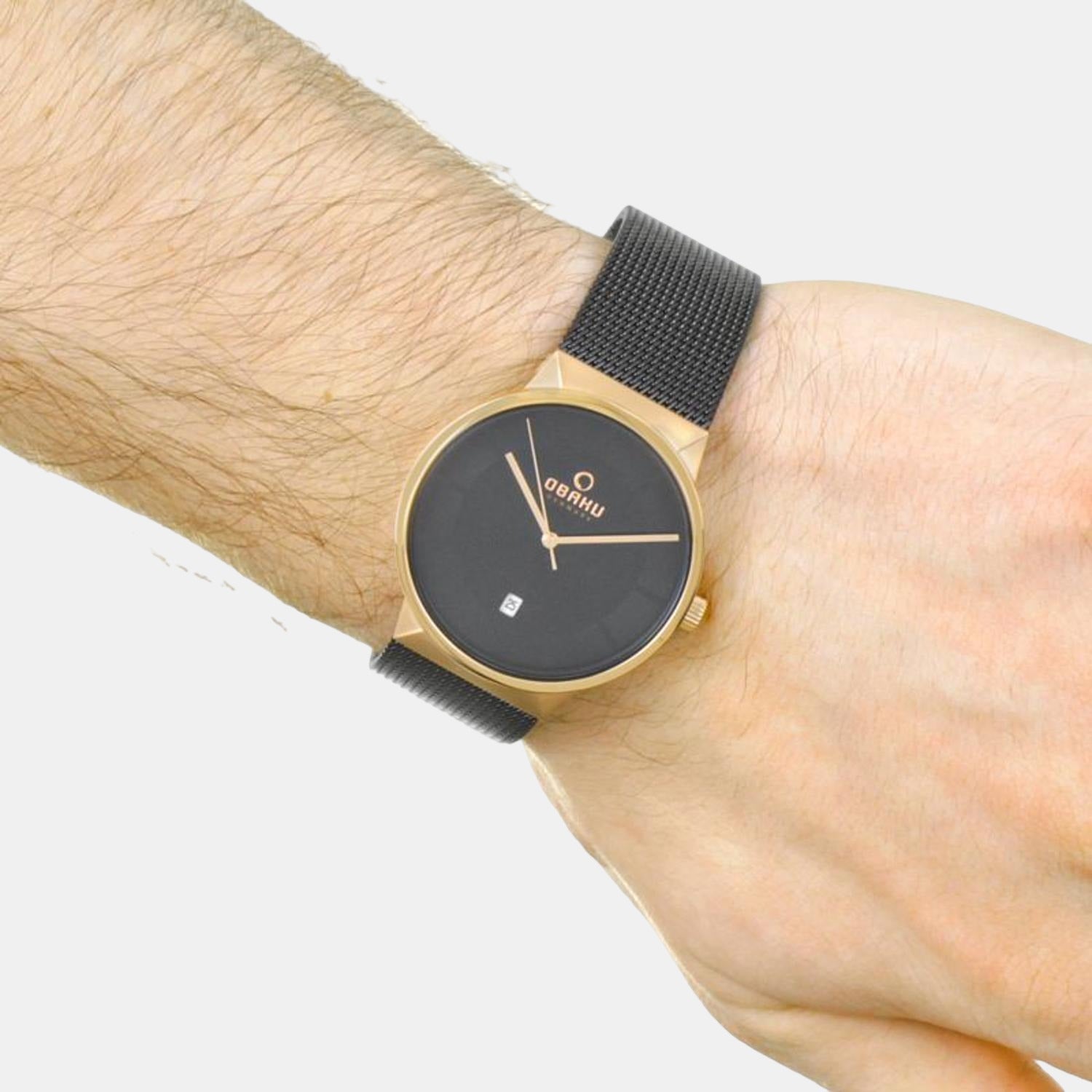 Obaku Hav Night Men Quartz Black Dial Analog Stainless Steel Watch V200GDVBMB - view 3