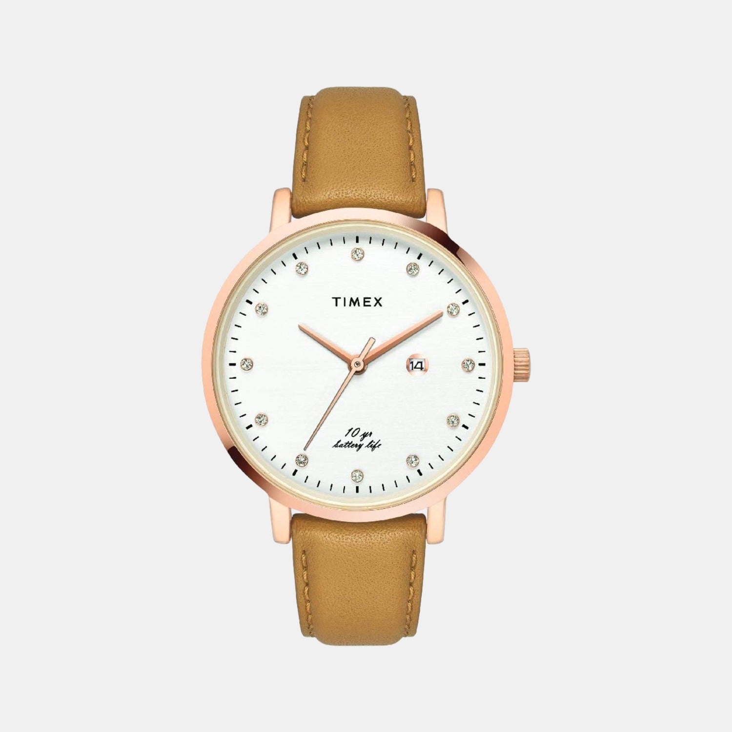 Timex Empera Women Quartz Silver Dial Analog Leather Watch TWEL12907