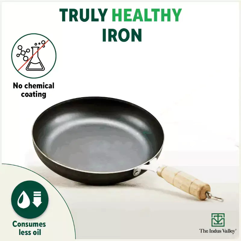 The Indus Valley 100% Pure Iron Cookware Set: Free ₹799 Kadai+ Tawa+ Fry Pan+ Wok, Toxin-free Sheet Iron, Pre-seasoned, Induction & Gas, Kitchen Set f - view 4