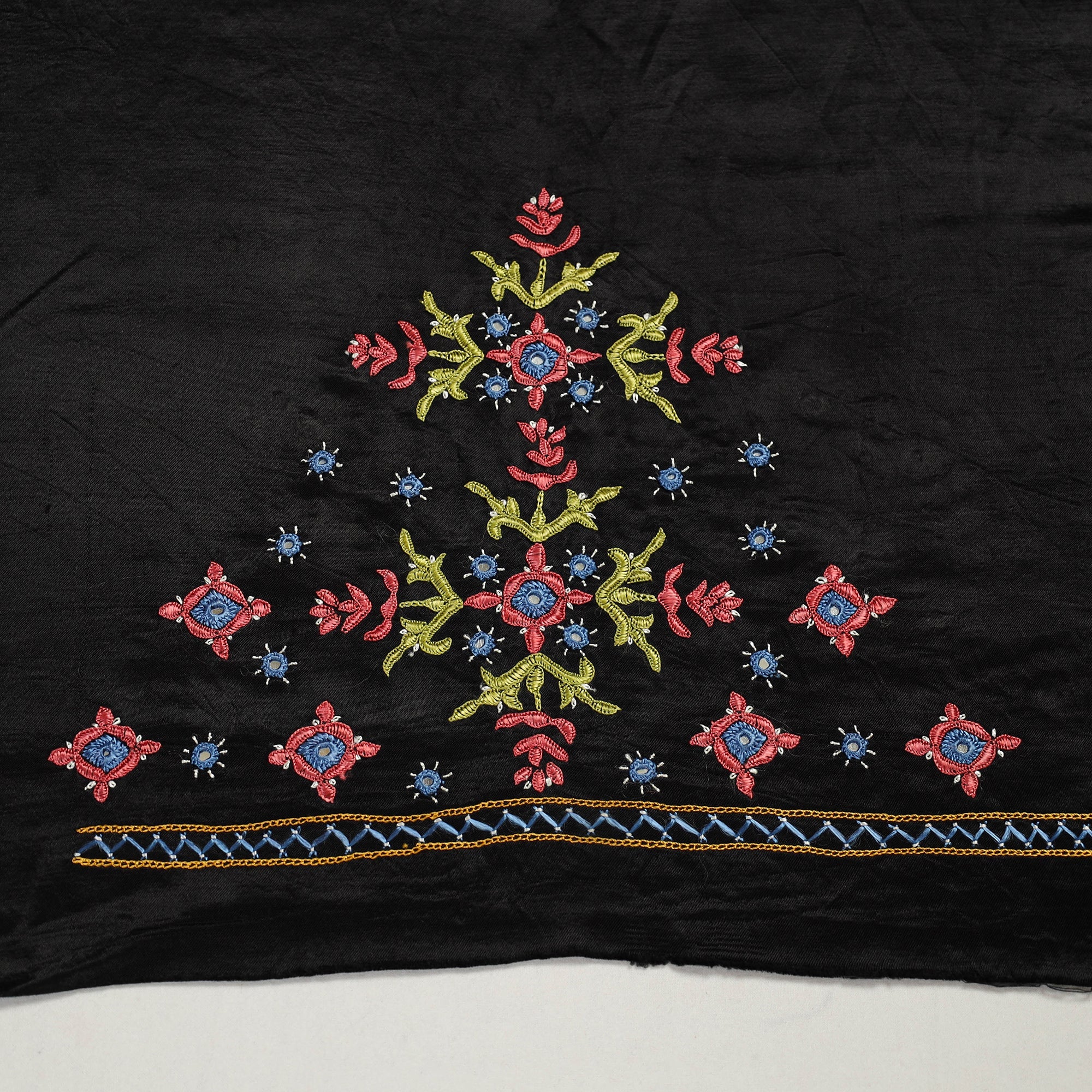NOORI BAZAR Black - Kutch Hand Embroidery Mashru Silk Blouse Piece 61 - view 3