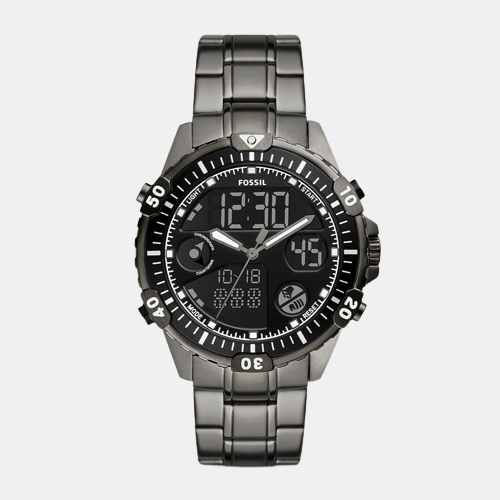 Fossil Garrett Men Quartz Black Dial Analog-Digital Stainless Steel Watch FS5782