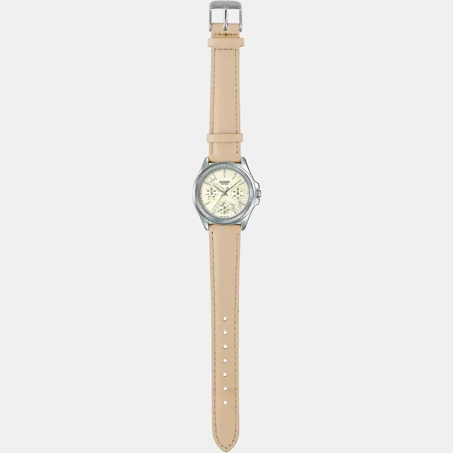 Casio Enticer Women Quartz Yellow Dial Chronograph Leather Watch A1576 - view 6