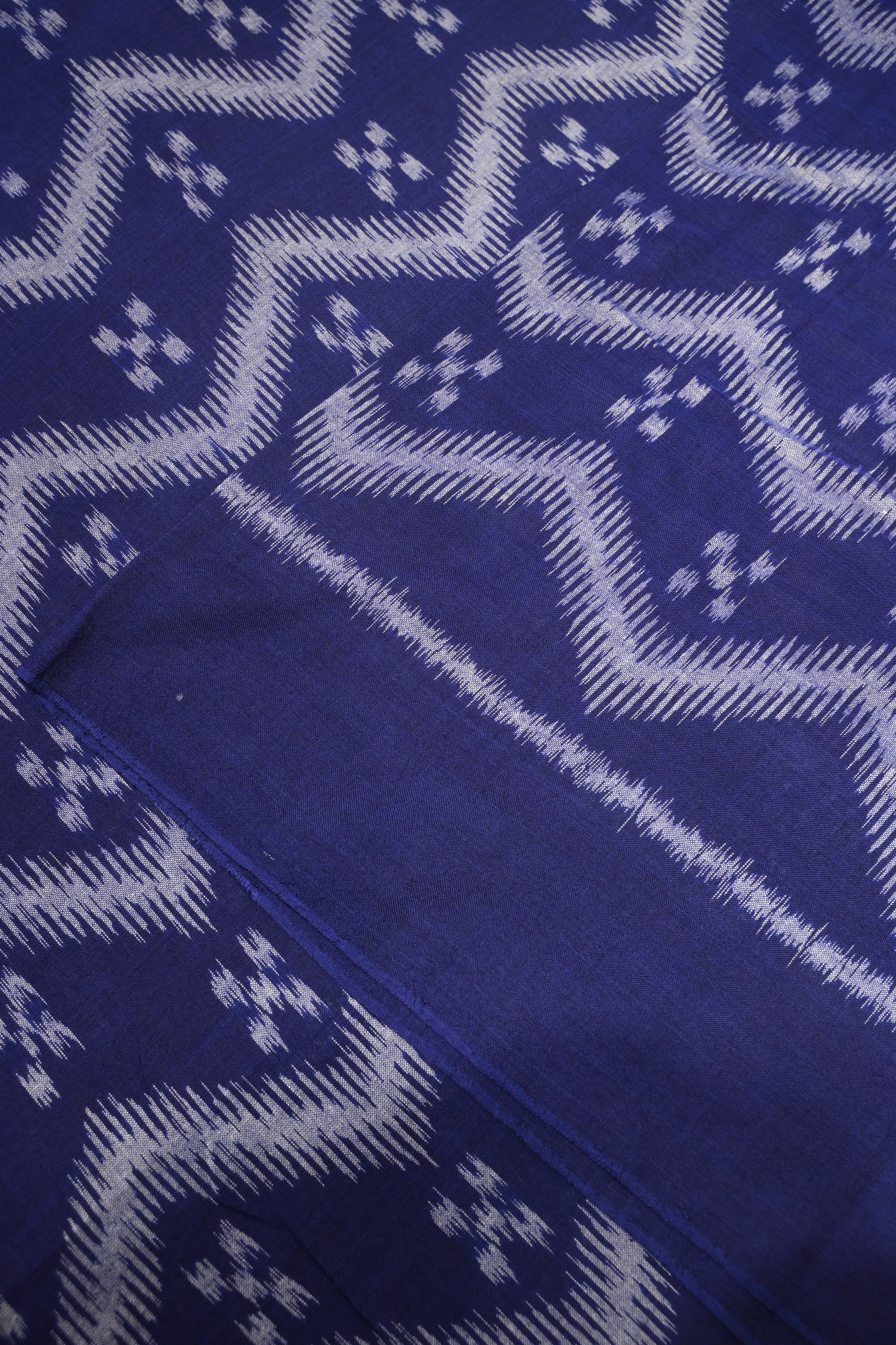 IndianVillèz Navy Blue Sambalpuri Ikat Cotton Fabric - view 3