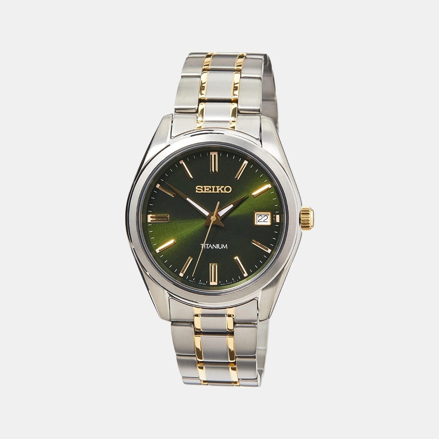 Seiko Dress Men Quartz Green Dial Analog Stainless Steel Watch SUR377P1