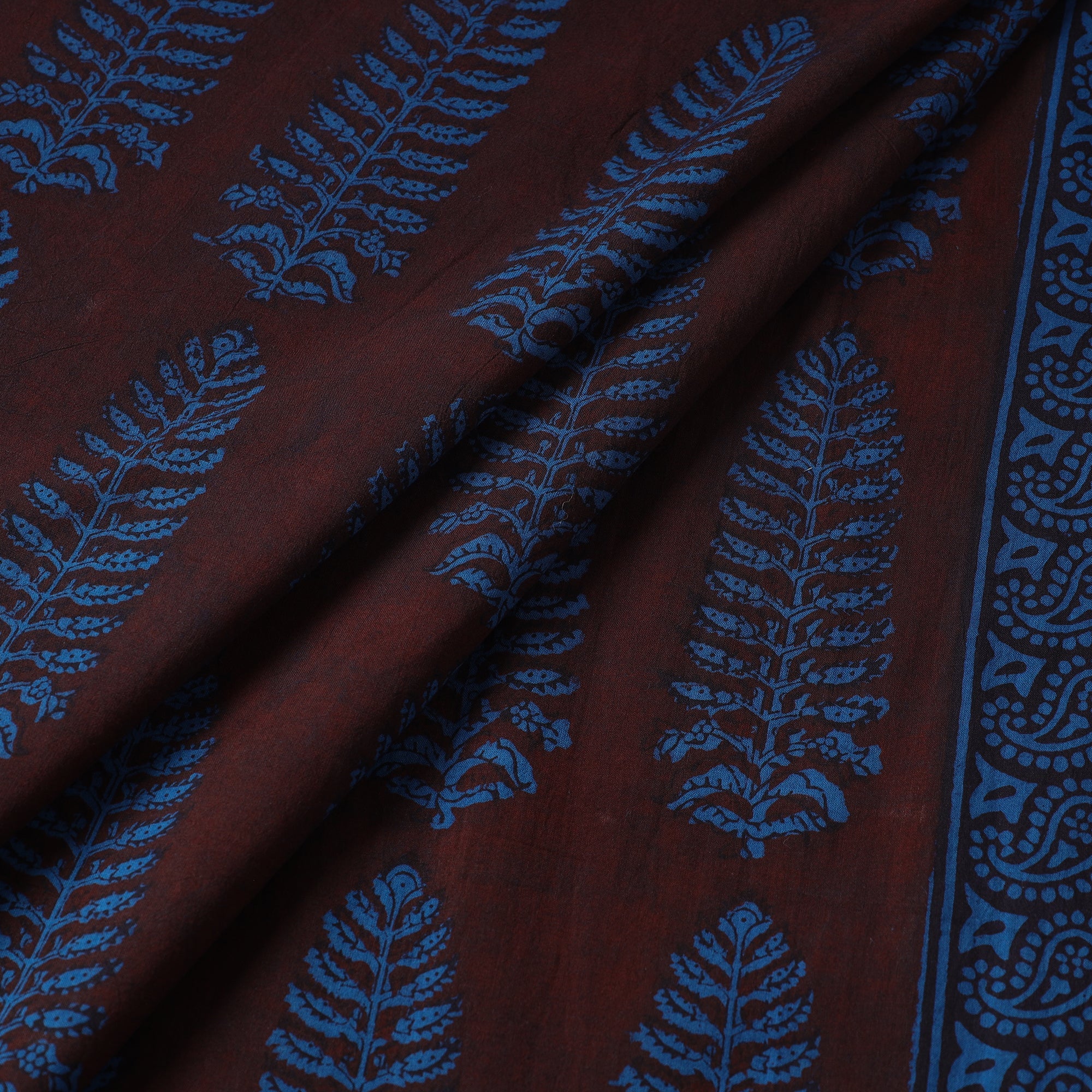 BAGH PRINTS BY UMAR FARUK KHATRI Brown - Bagh Hand Block Printed Cotton Fabric - view 2