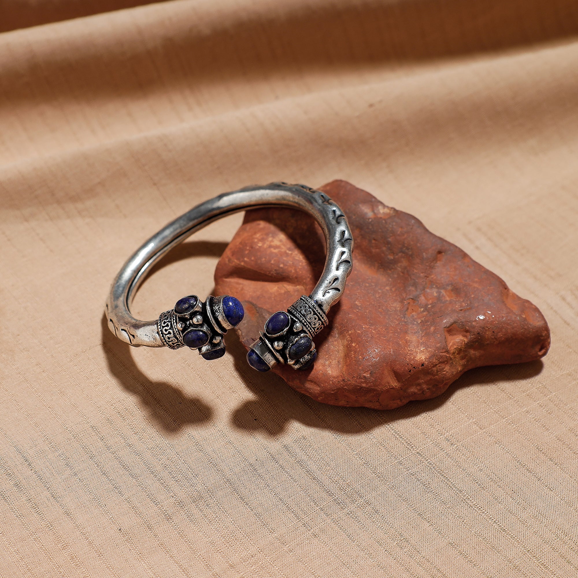 Silver kada bracelet – WHITE RIVER STORIES Antique Finish Oxidised German Silver Kada / Bracelet