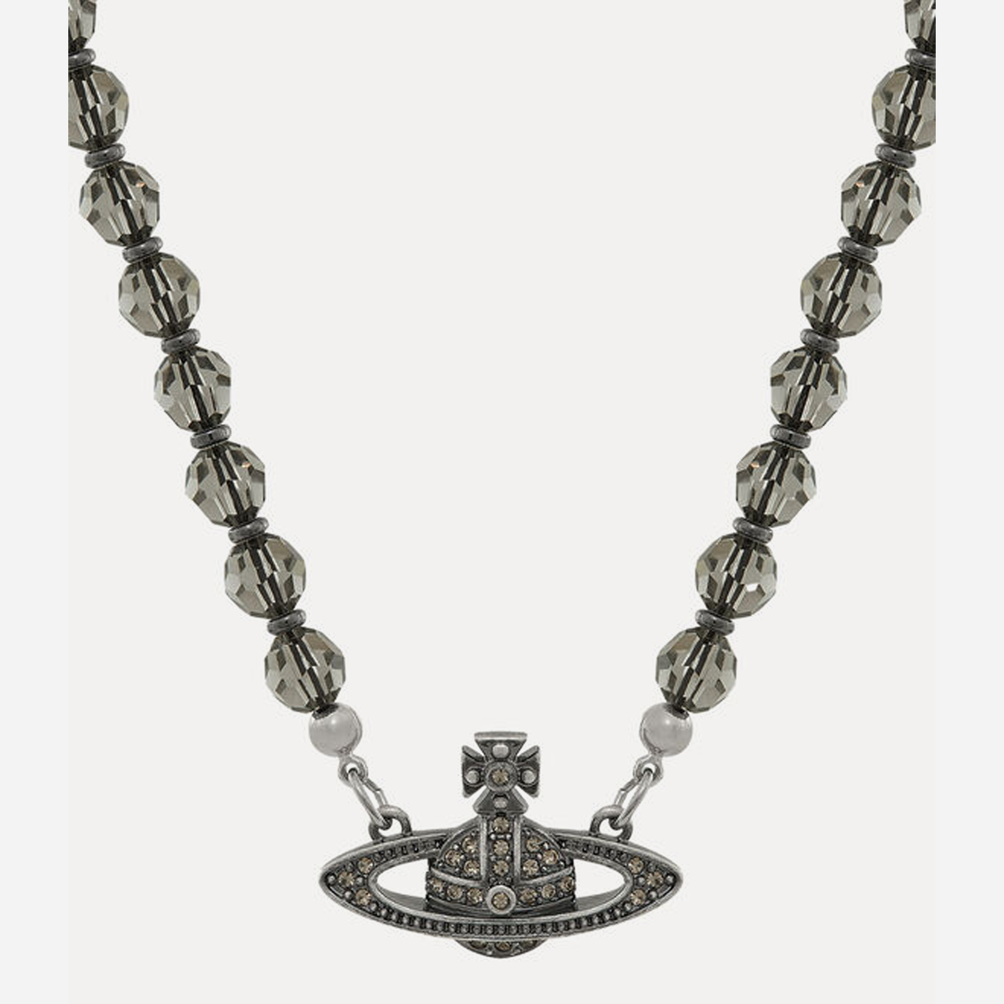 Man messaline choker – Vivienne Westwood Man. Messaline Choker Oxidised Silver/ Black Diamonds