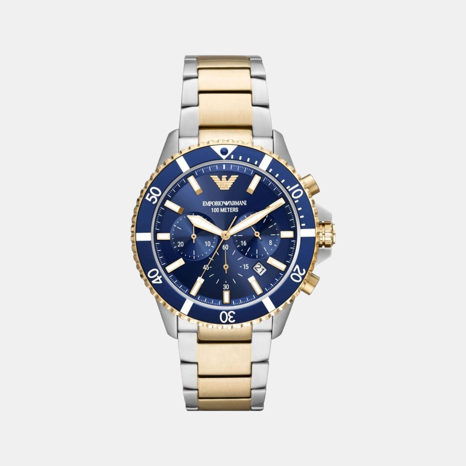 Emporio Armani Helios (World Explorer) Men Quartz Blue Dial Chronograph Stainless Steel Watch AR11362