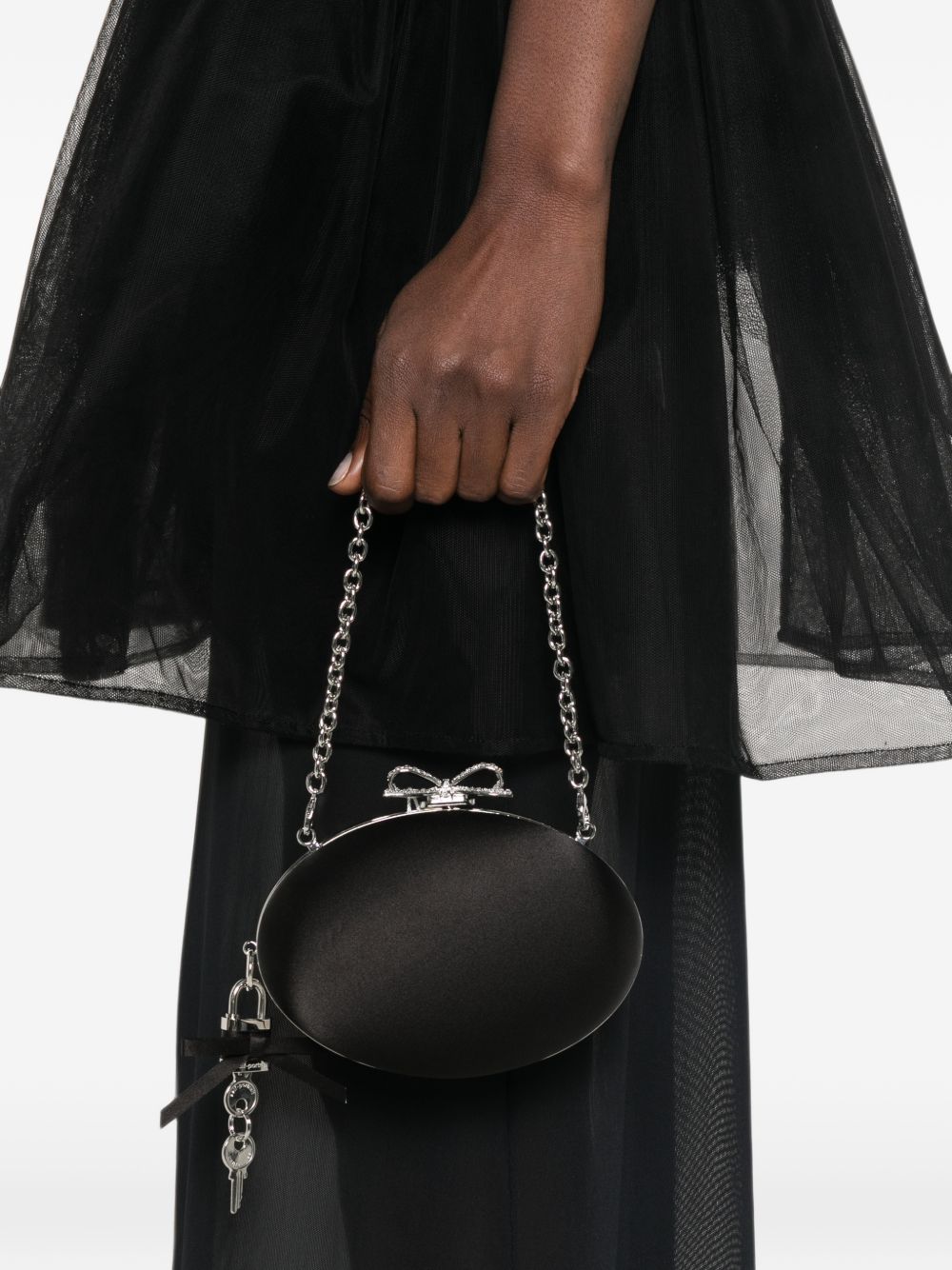 Self-Portrait Bow Crystal Oval Clutch - view 4