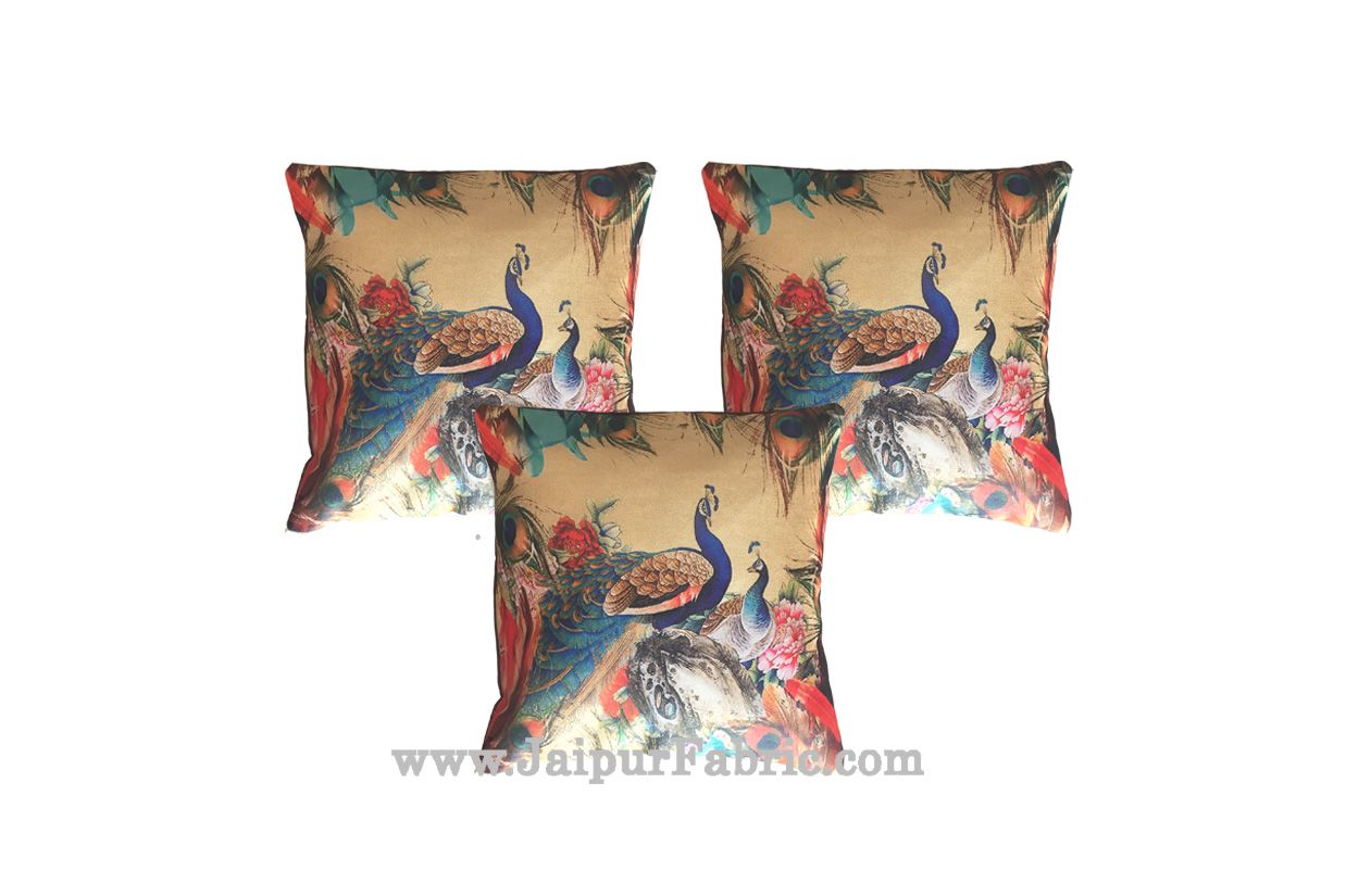 JaipurFabric® Jute Cushion Cover Digital Peacocks - view 2