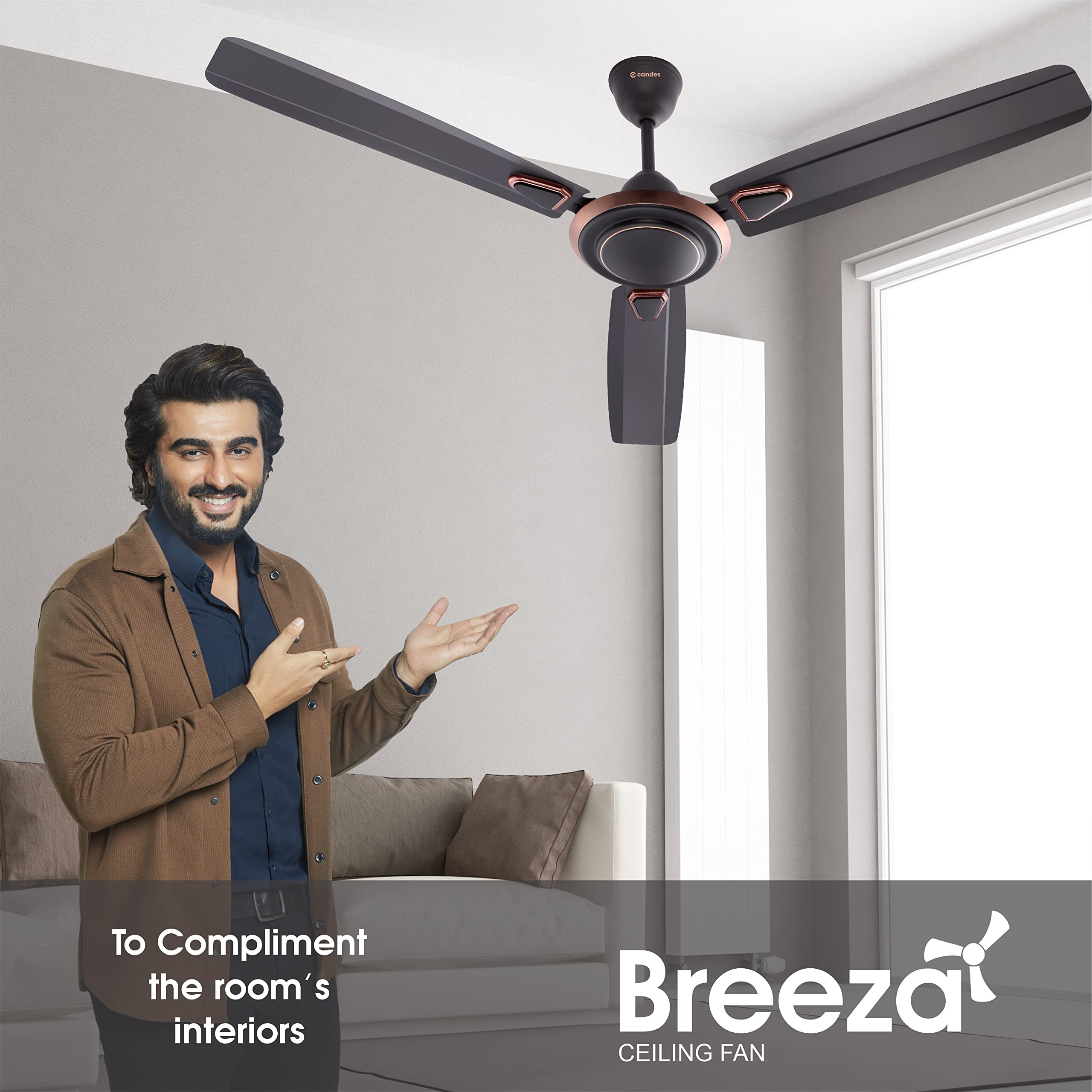 Candes Breeza 1200mm/48 inch High Speed Anti dust Decorative 5 Star Rated Ceiling Fan 400 RPM with 2 Yrs Warranty (Pack of 1,Coffee Brown) (Coffee Bro - view 2