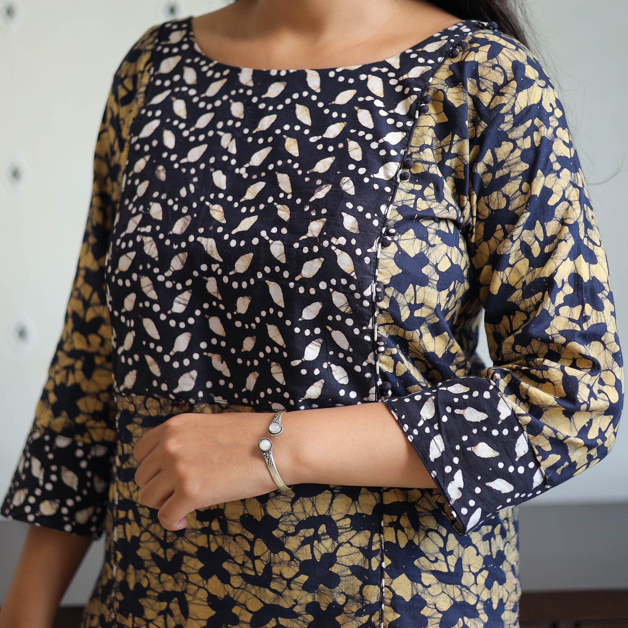 ITOKRI CASUALS Blue - Batik Print Cotton Kurta with Palazzo & Dupatta Suit Set 03 - view 4