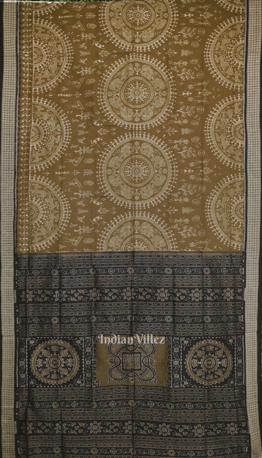 IndianVillèz Trtout Grey Odisha Ikat Sambalpuri Silk Saree - view 2