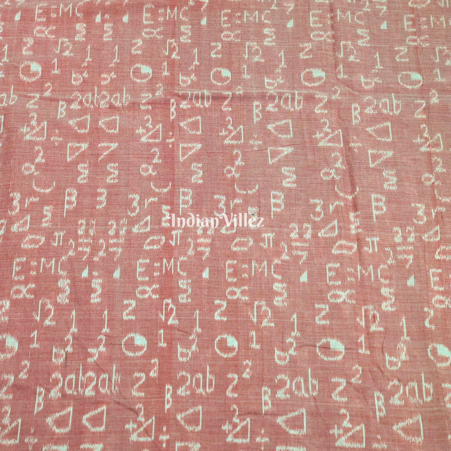IndianVillèz Peach Color Odisha Ikat Sambalpuri Cotton Fabric - view 2