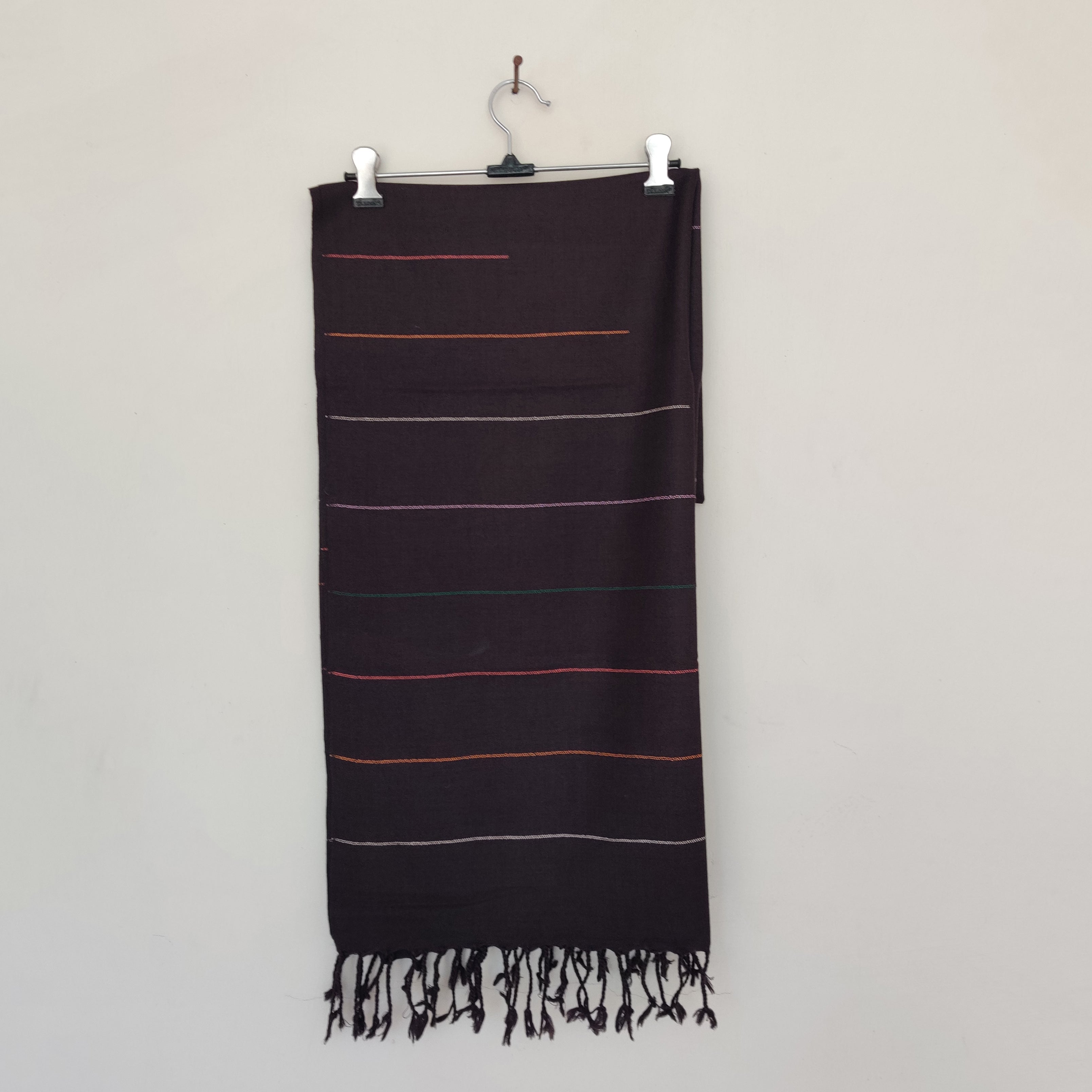 CHARKHA Brown - Multicolor Handwoven Merino Wool Stole - view 2