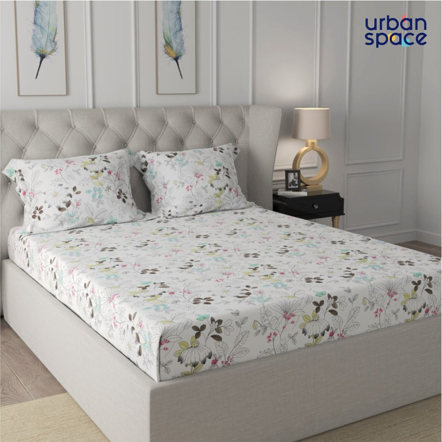 Urban Space -Home Furnishing Store Fitted King Size Cotton Bedsheet - Gardenplant Mint Green - view 2