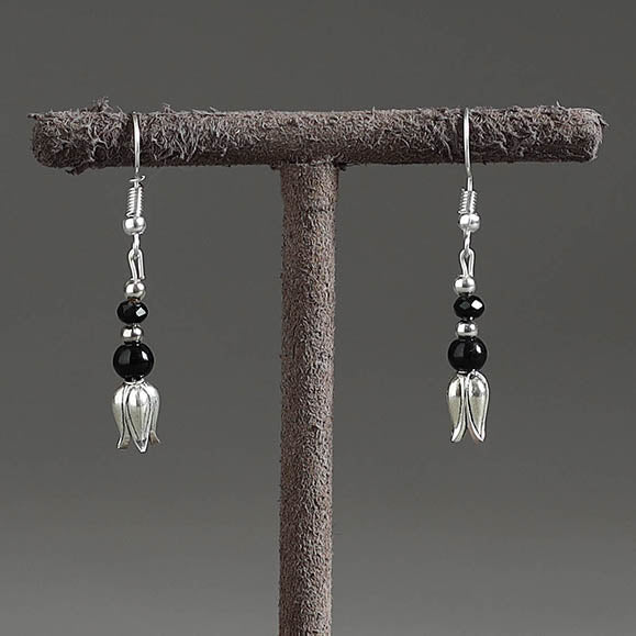 Metal beadwork earrings – DIVINE GUIDANCE CREATIONS Detail Flower - Handmade Metal & Beadwork Earrings 16