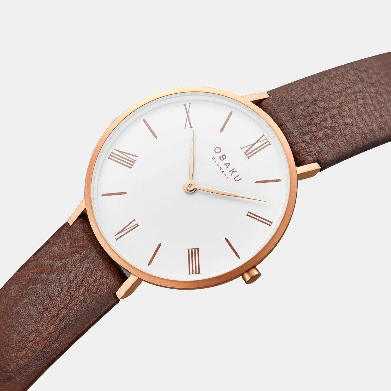 Obaku Folie Mahogany Men Quartz Silver Dial Analog Leather Watch V283GXVWRN - view 2