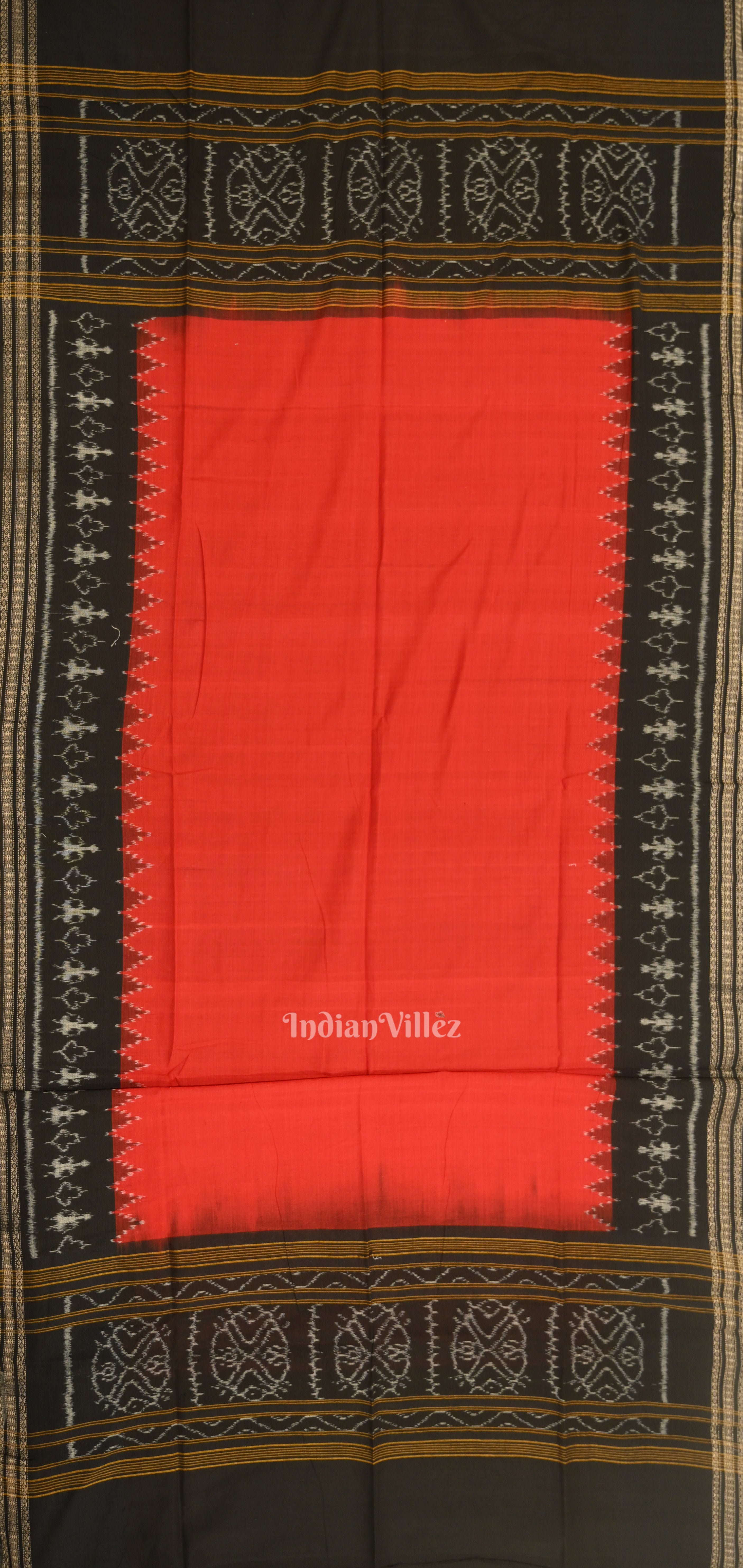 IndianVillèz Black Red Jhoti Theme Odisha Ikat Sambalpuri Dress Set & Dupatta - view 4