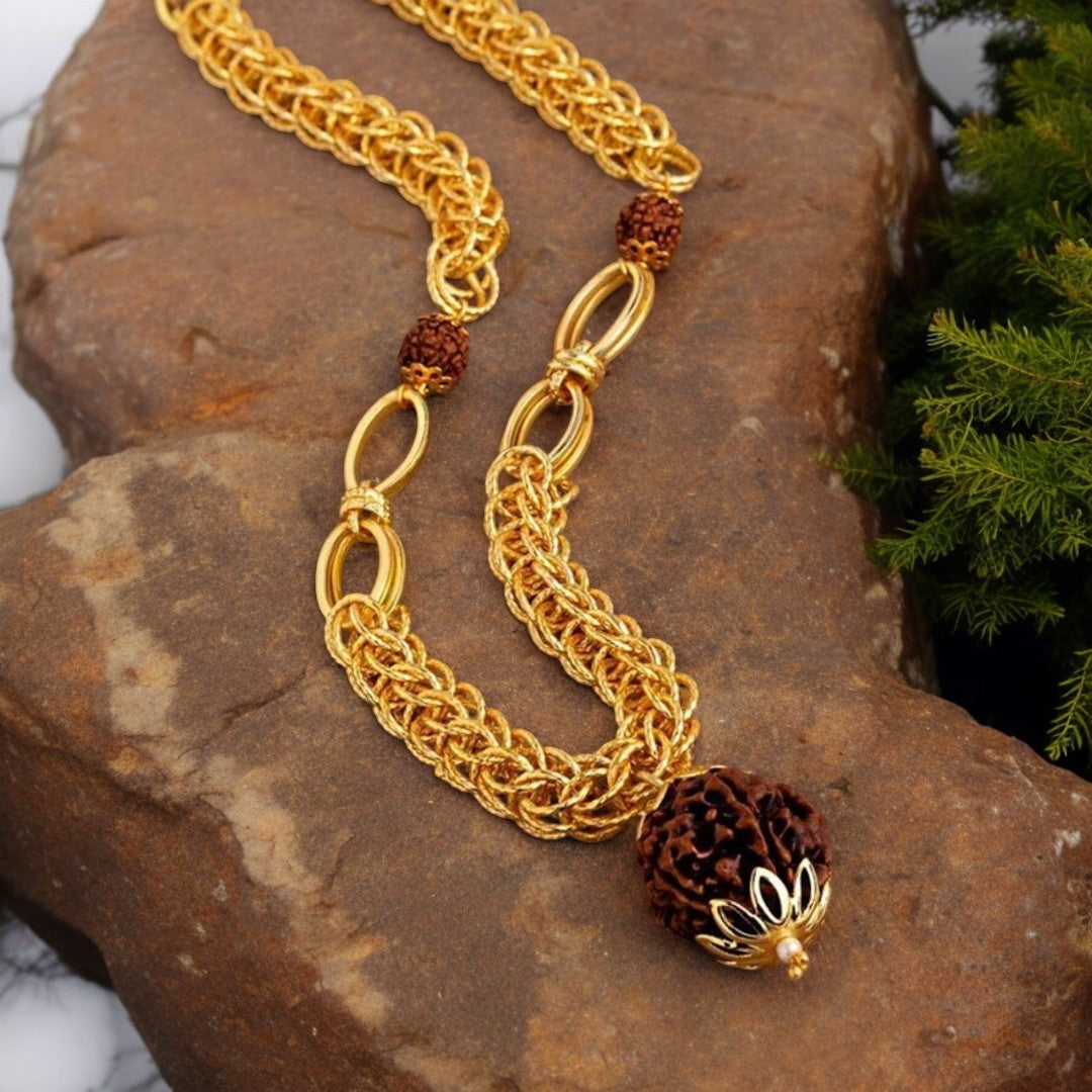 Soultheory Gold Plated Rudraksha Chain - 5 mukhi