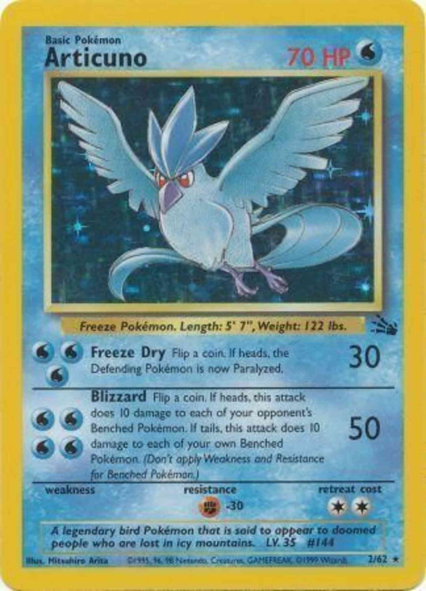Unlimited base3u-2 holo – Pokémon Articuno - 2/62 - Rare - Unlimited [base3U-2] [Holo]