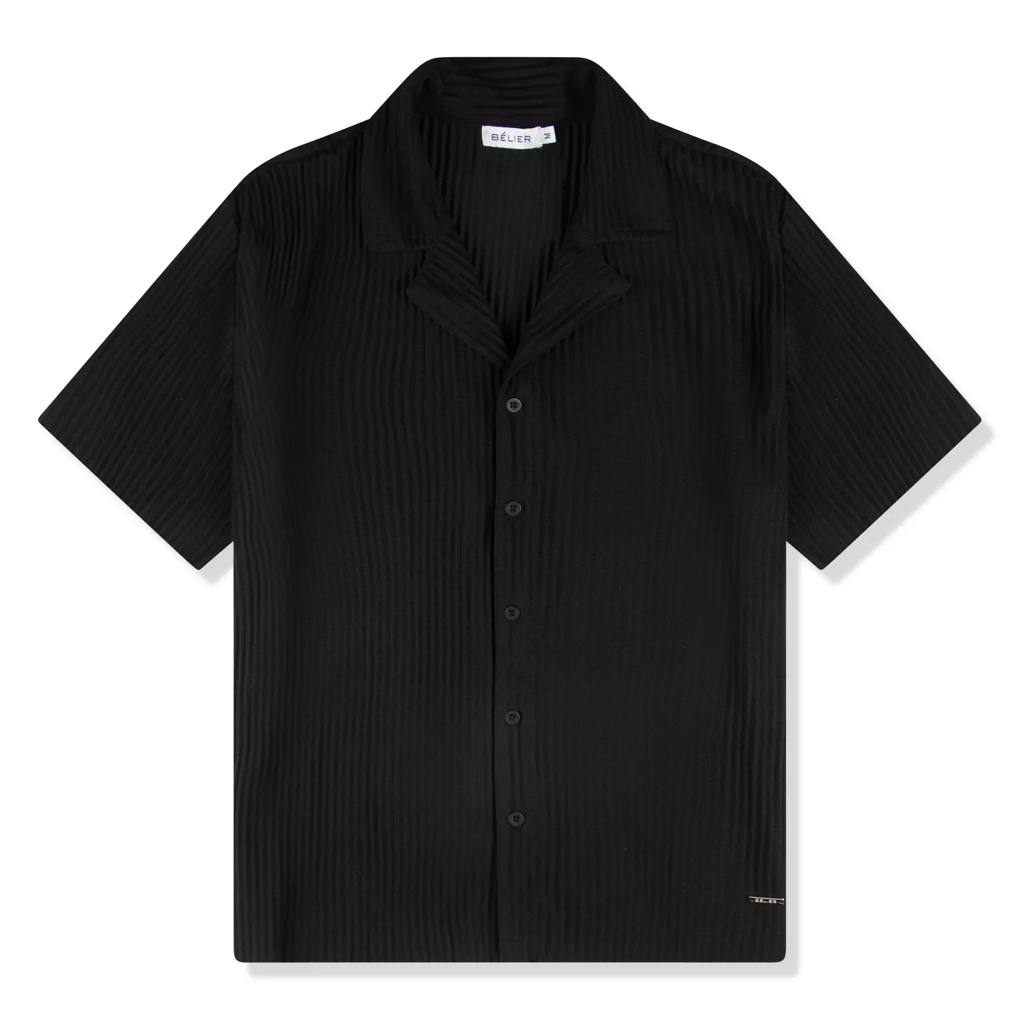 Belier Pleated Short Sleeve Black Resort Shirt