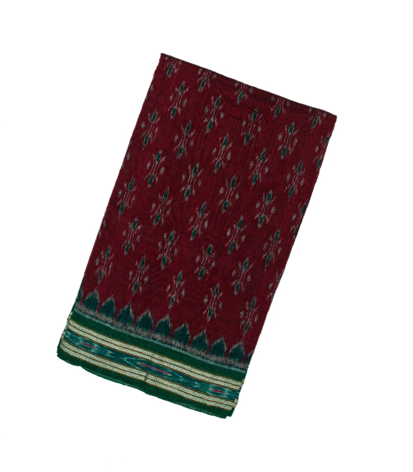 RmKV Maroon Handloom Orissa Cotton Saree With Tie & Dye Flower Motifs