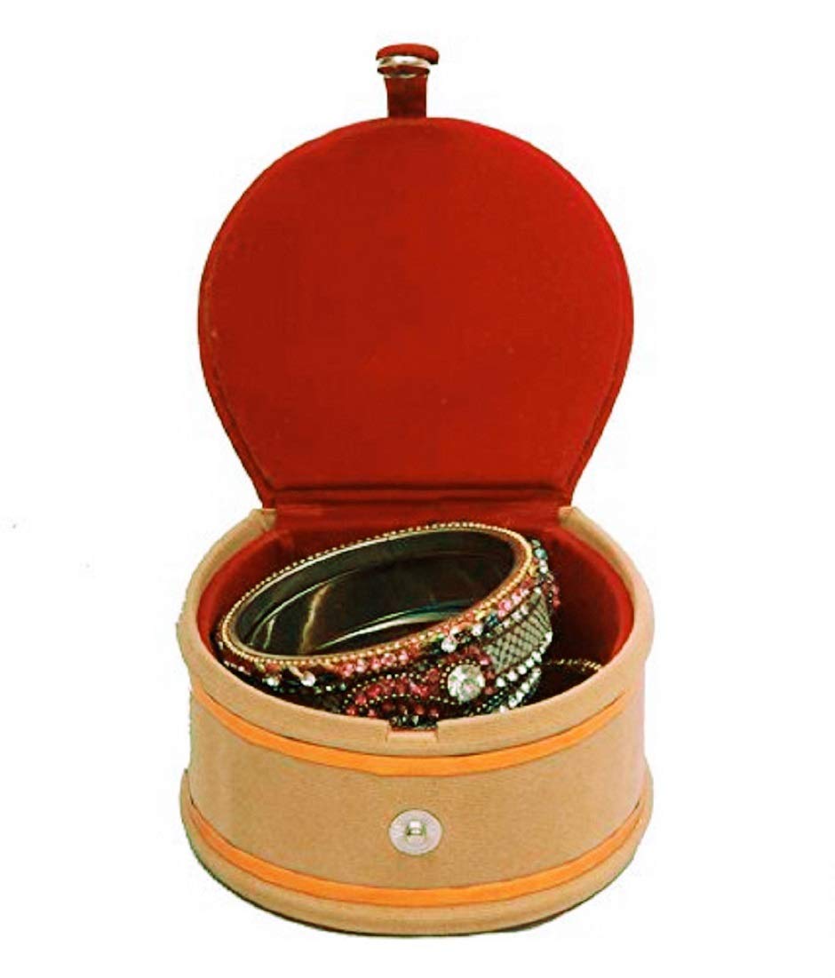 Kuber Industries Wooden Bangle Box For Women|Small Round Bangle Organizer|MAROON