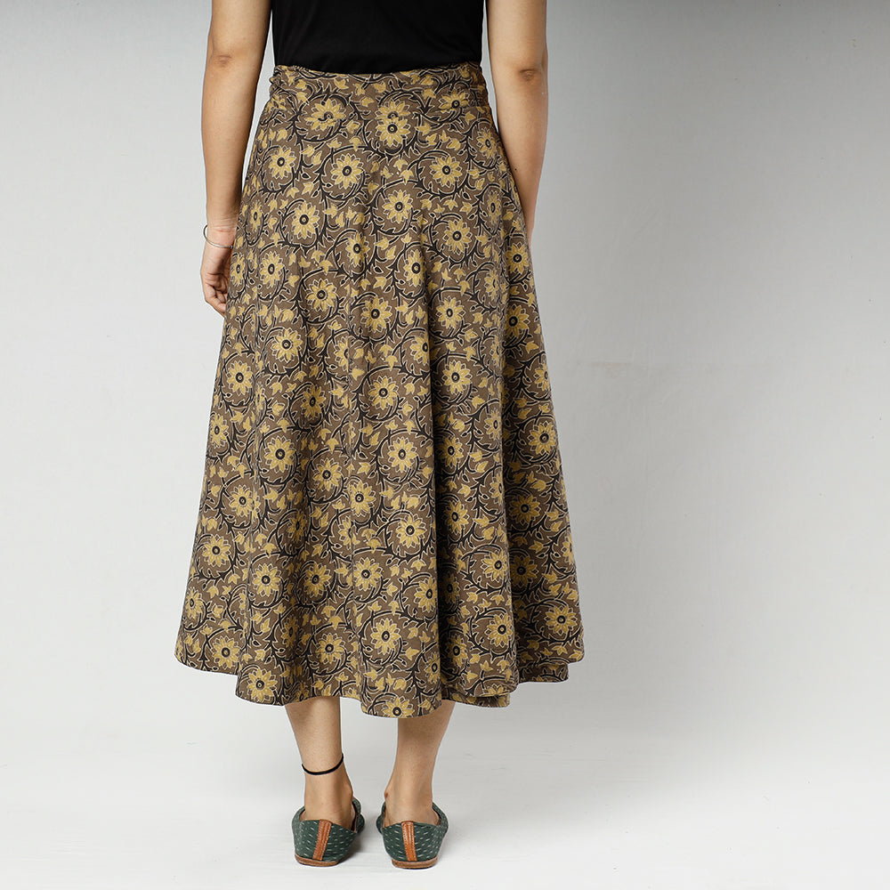 NOORI BAZAR Brown - Ajrakh Block Printed Cotton Wrap Around Skirt - view 4