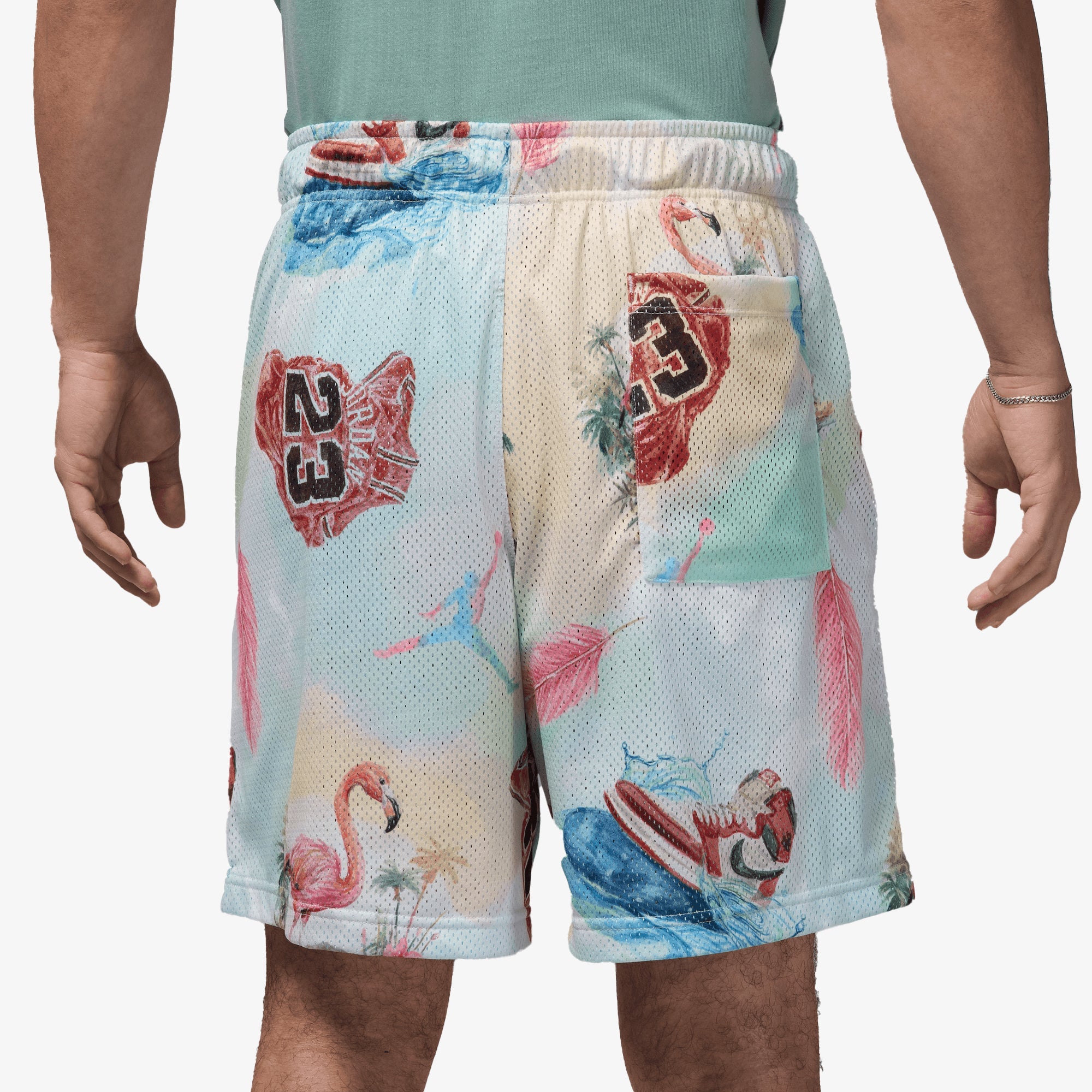 Jordan | Jordan Essentials Printed Mesh Shorts { Sail/glacier Blue - view 2