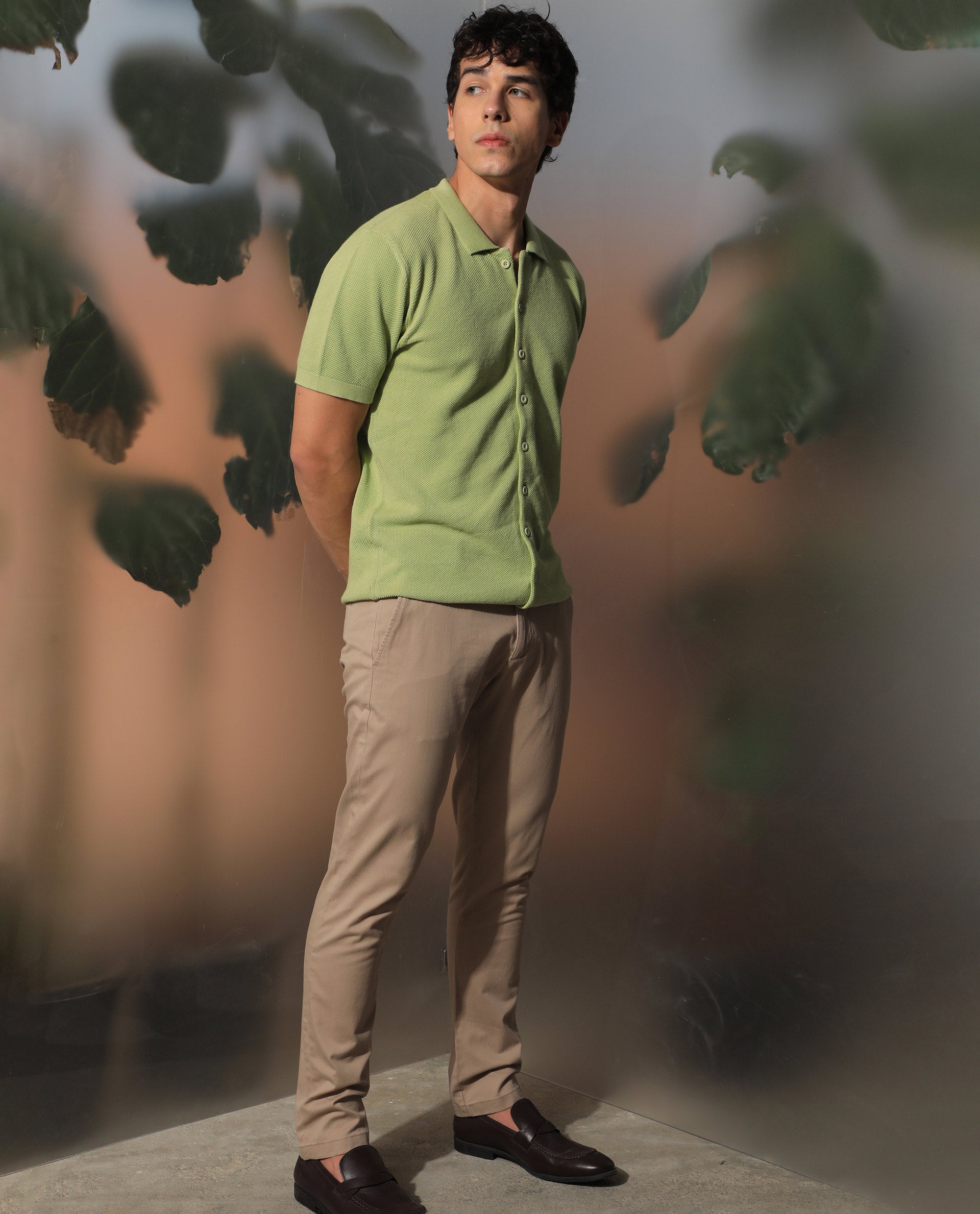 Rare Rabbit Men'S Alias Ss Light Green Shirt Cotton Fabric Collared Neck Short Sleeves Solid Print - view 2