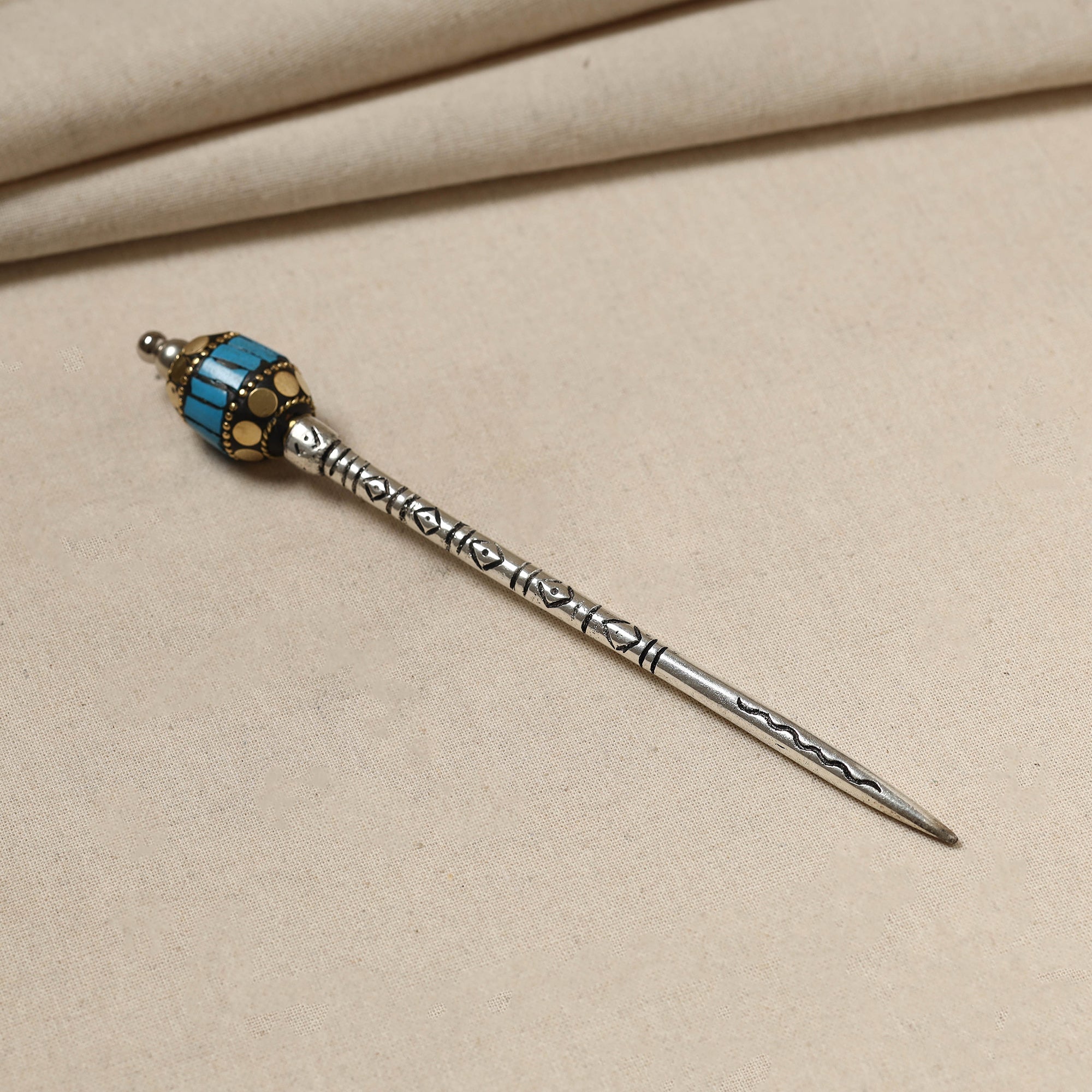 WHITE RIVER STORIES Antique Finish Oxidised German Silver Juda Stick