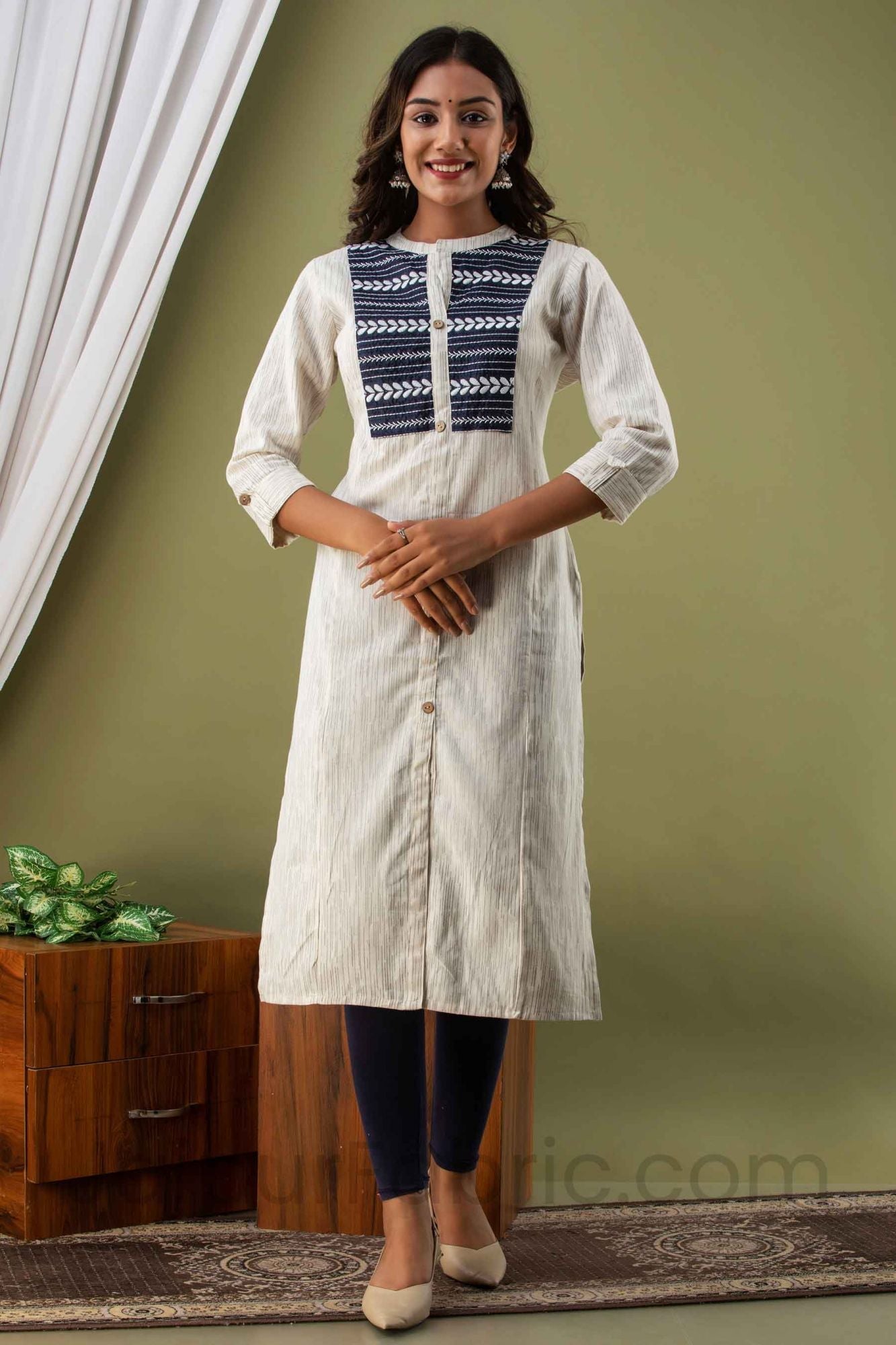 JaipurFabric® Women Cotton Serene White Kurti