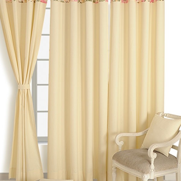 Swayam India Luxury Beige Solid Curtains Plain-3612 - view 2